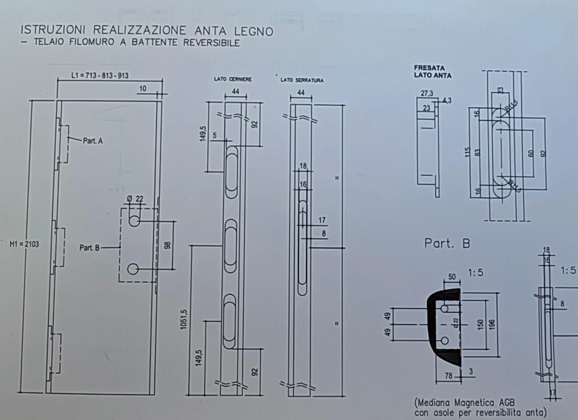 PORTA FILO MURO WONDERWALL 80 x 210 CON TELAIO REVERSIBILE INCLUSO IL VANO DI INGOMBRO DA MURO A MURO E' 90 X 214