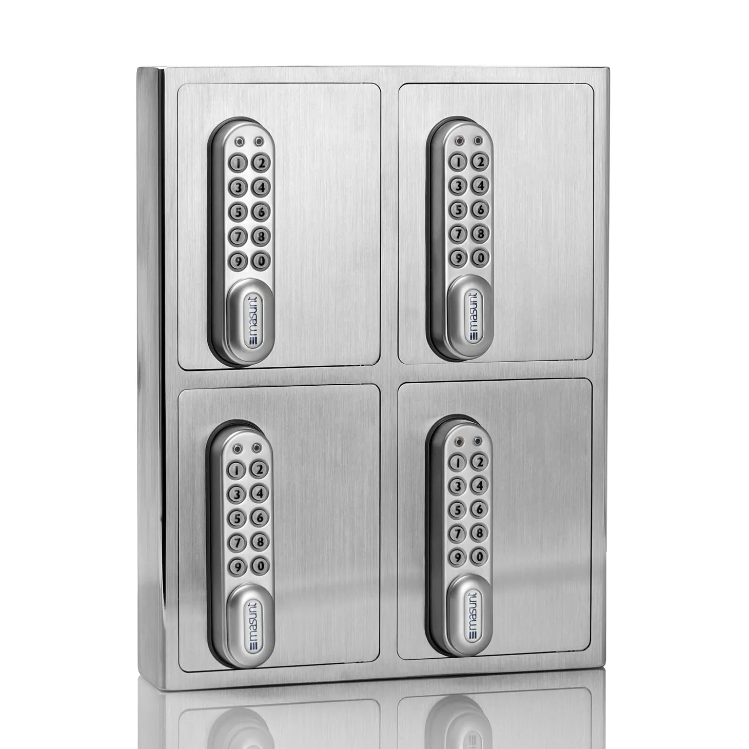 masunt cassaforte per chiavi 1420 E Code | Innovativa assegnazione online del codice a distanza | cassaforte elettronica per chiavi in acciaio inox V2A massiccio | 4 scomparti | antieffrazione