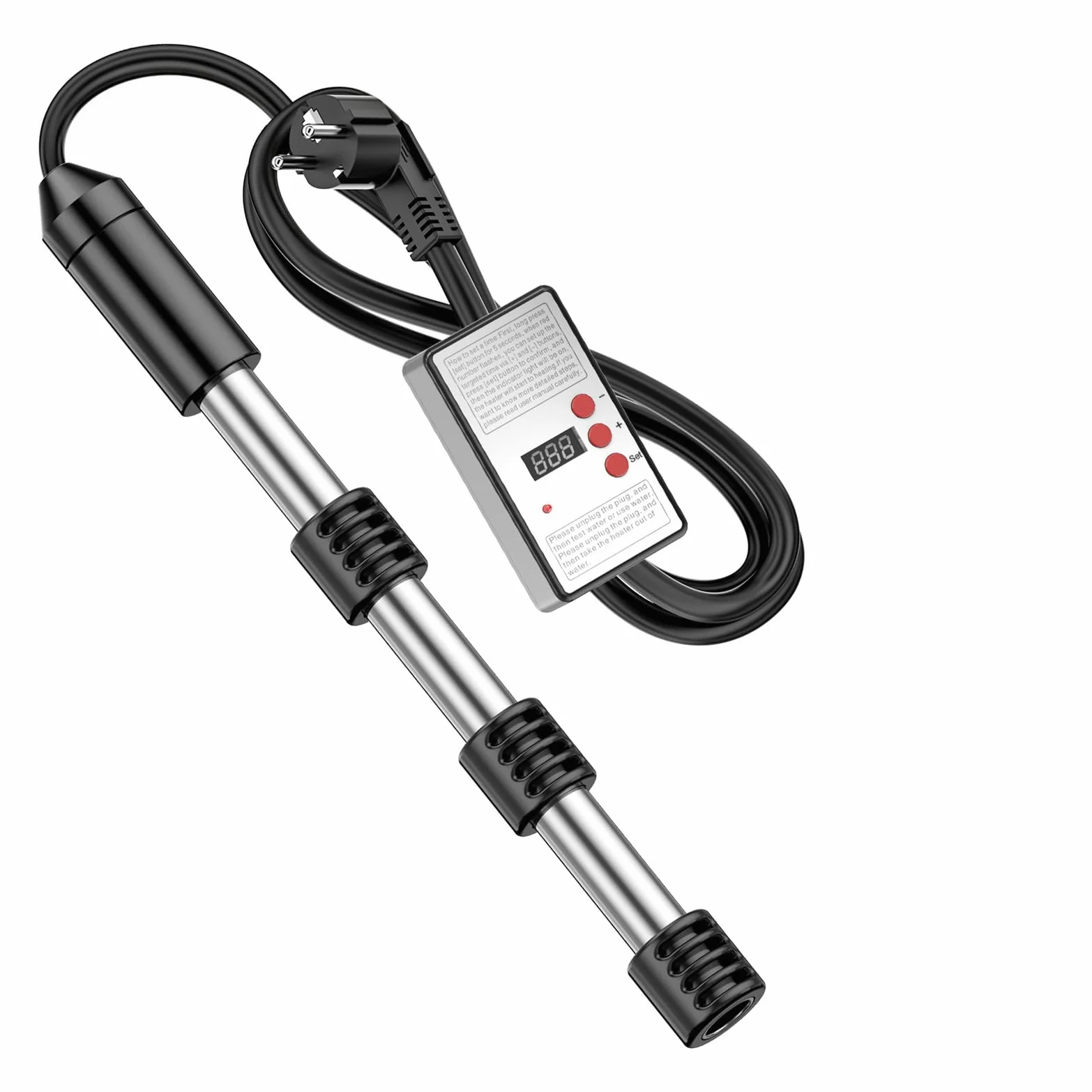 Scaldacqua a cartuccia 2500 W, scaldabagno elettrico sommergibile con termometro LCD digitale, riscaldatore sommergibile in acciaio inox, regolazione della temperatura per spegnimento automatico