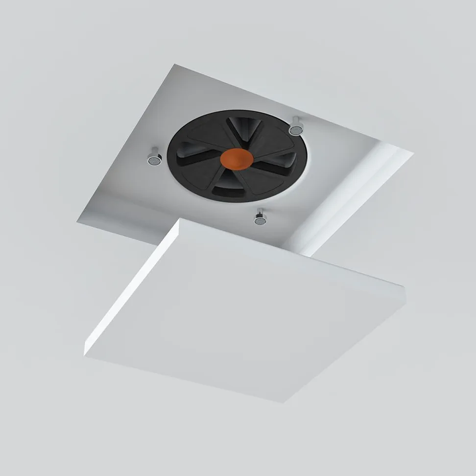 KVADRO-100 - Presa di ventilazione quadrata senza cornice - valvola a disco da 100 mm con magnete - diffusore verniciabile 4"
