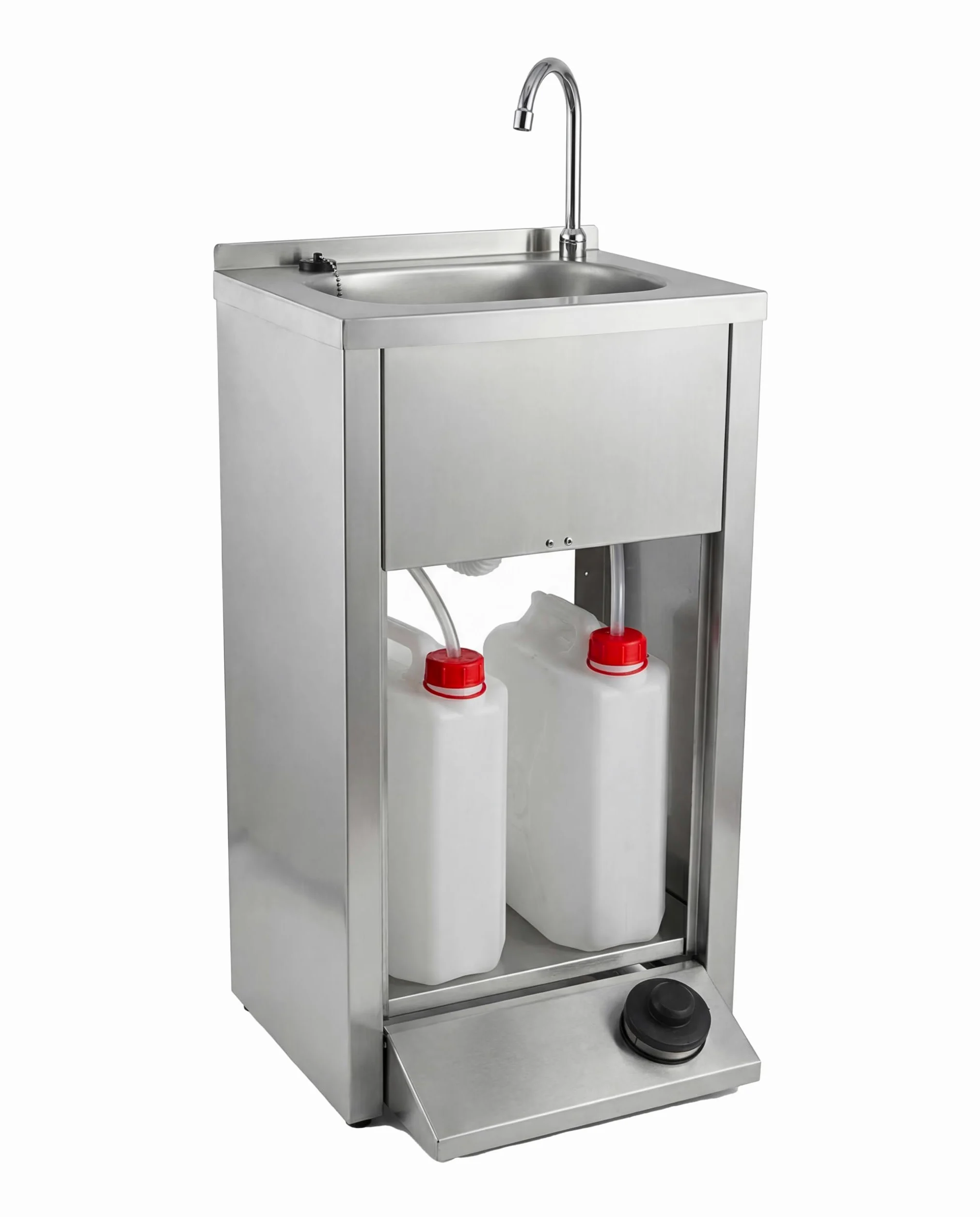 Express Water Silver, Lavandino Lavabo Lavello, Portatile Autonomo Trasportabile, con Serbatoio d'Acqua, in Acciaio Inox, con Comando a Pedale, Certificato per ASL, per Negozi e Studi Medici