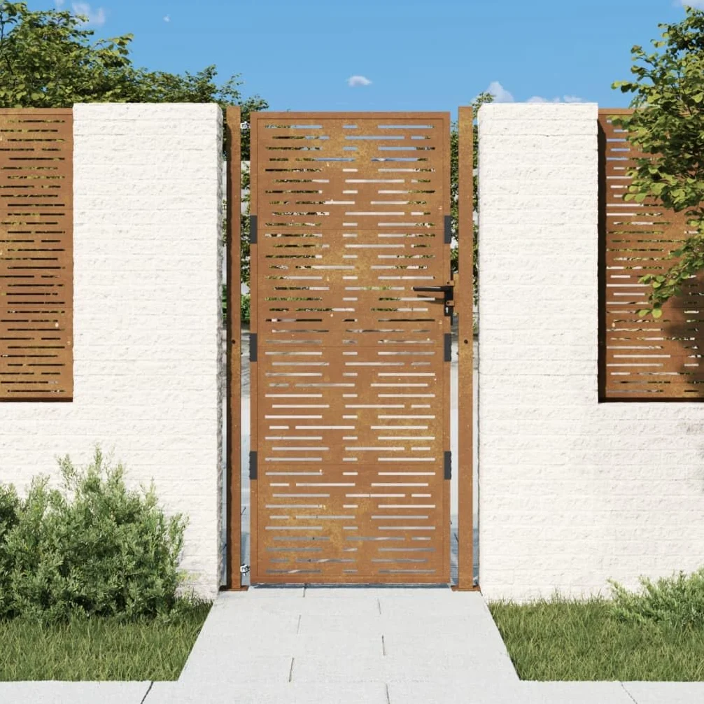 Gecheer Cancello da Giardino 105x180 cm Acciaio Corten Design Quadrato-Home