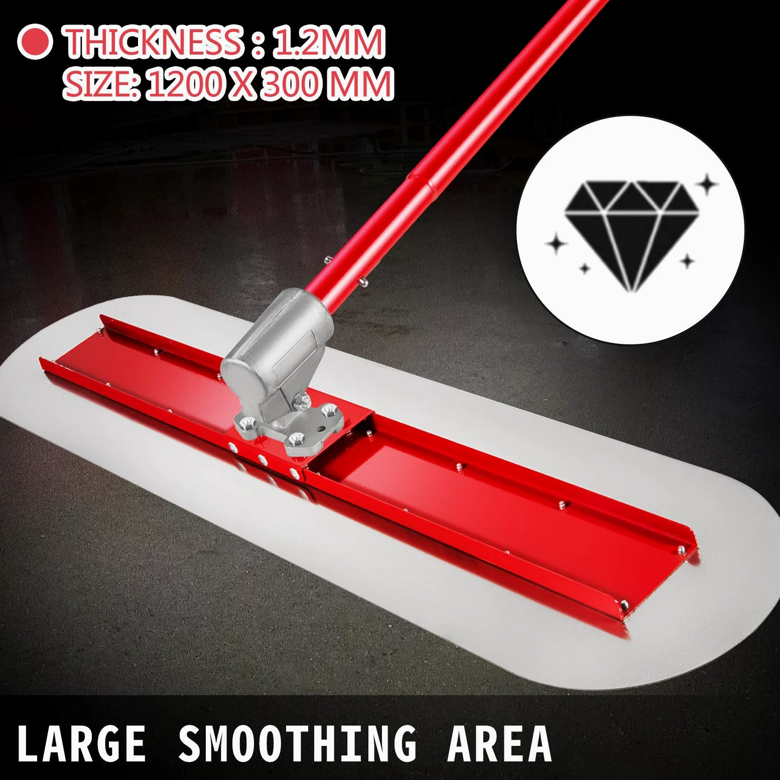 VEVOR - Galleggiante per cemento, in acciaio al manganese, 1200 x 300 mm, strumento per cemento e cemento
