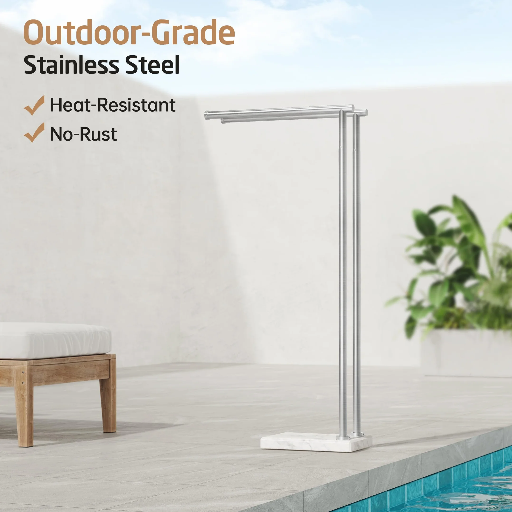 KES Porta Asciugamani Bagno da Terra Doppia Porta Asciugamani con 2X Più spesso Base Marmo Porta Asciugamano Acciaio Inossidabile 18/8 Portasalviette Spazzolato, BTH235-2