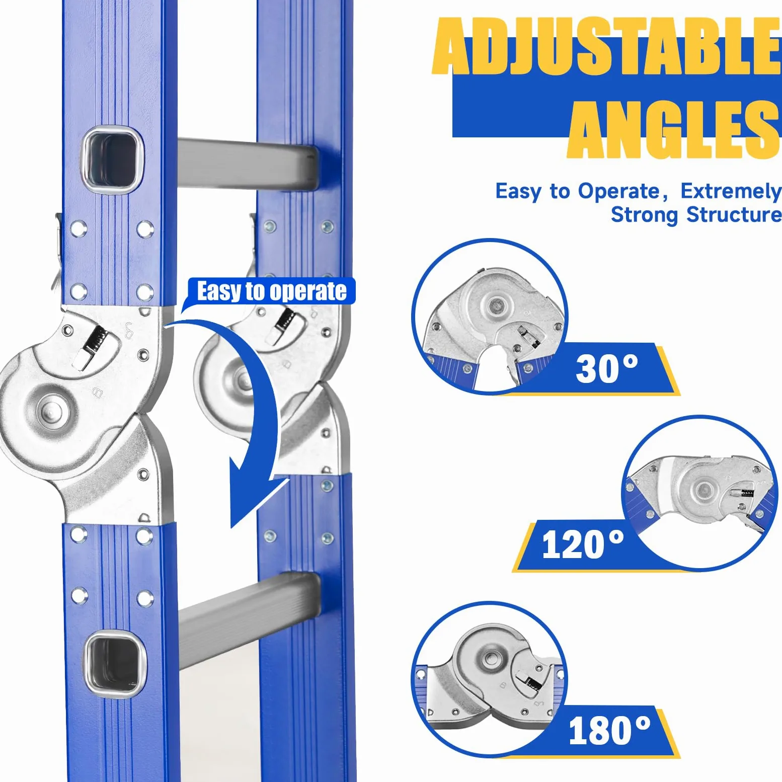 Scala Pieghevole Multiuso 7 in 1 in Alluminio - 4 x 4 Gradini, 464 cm, Scala Multifunzione per Uso Domestico Interno ed Esterno, 16 Gradini, Portata Massima 150 kg