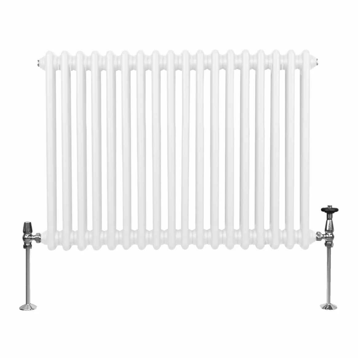Radiatore Termosifone a 2 Colonne 600 x 832mm Moderno Centralizzato Bianco in Acciaio Inox Orizzontale a Parete Cucina Soggiorno Bagno Kit di Fissaggio e Spazzola Inclusi