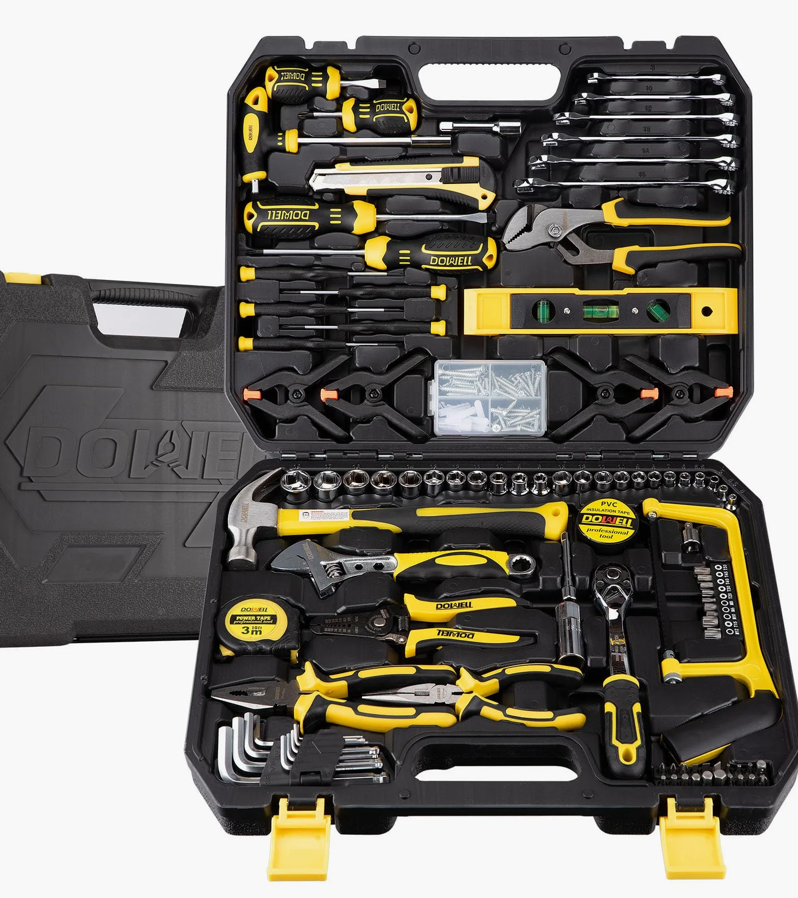DOWELL Kit di attrezzi per meccanico, set di chiavi a cricchetto per riparazione auto, set di 168 pezzi, kit di utensili manuali, scatola di stoccaggio