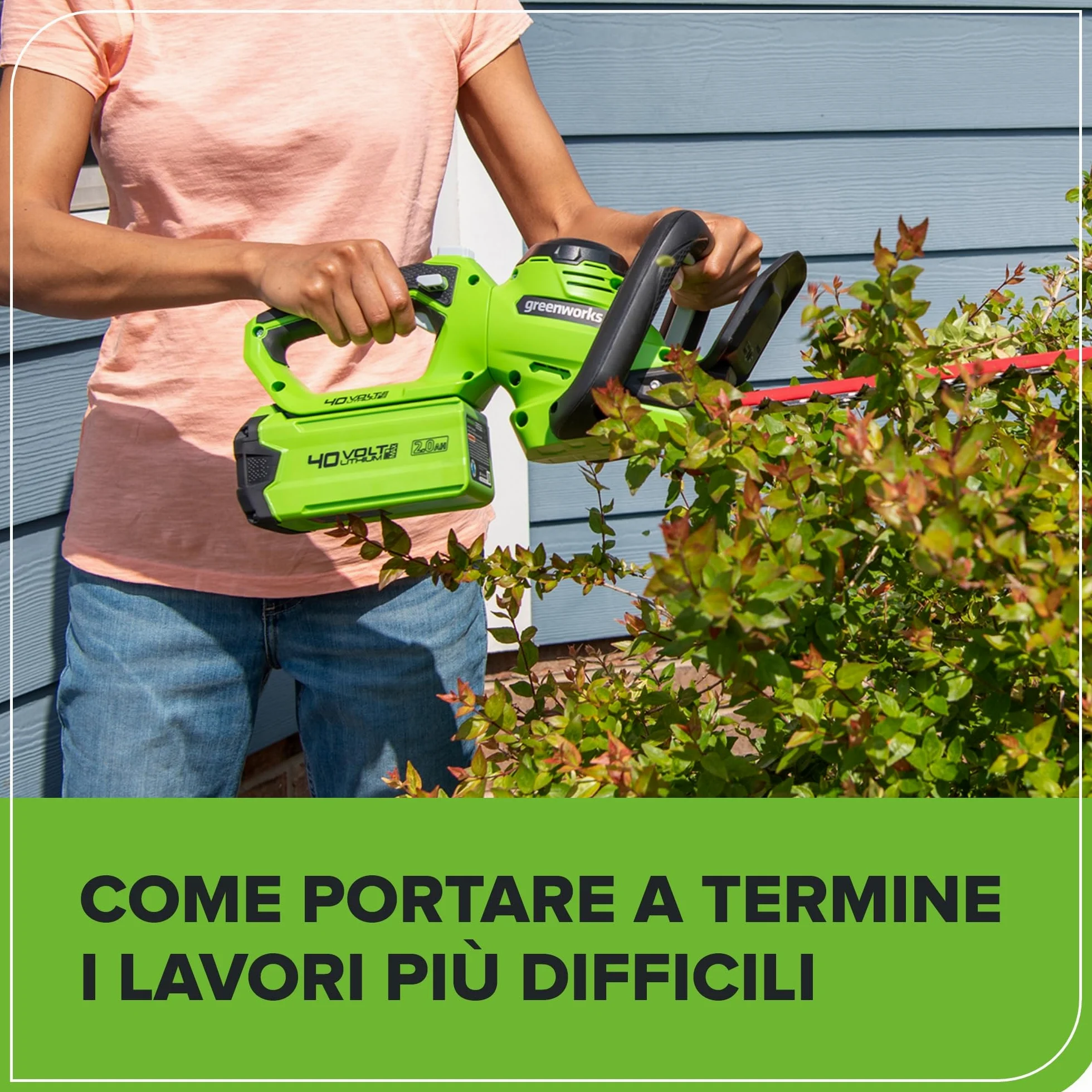Greenworks Batteria 40V 2Ah - Batteria agli Ioni di Litio per Tutti gli Attrezzi da Giardino ed Elettroutensili Greenworks da 40V, Ricarica Rapida, Indicatore LED di Ricarica, Garanzia 2 Anni - G40B2