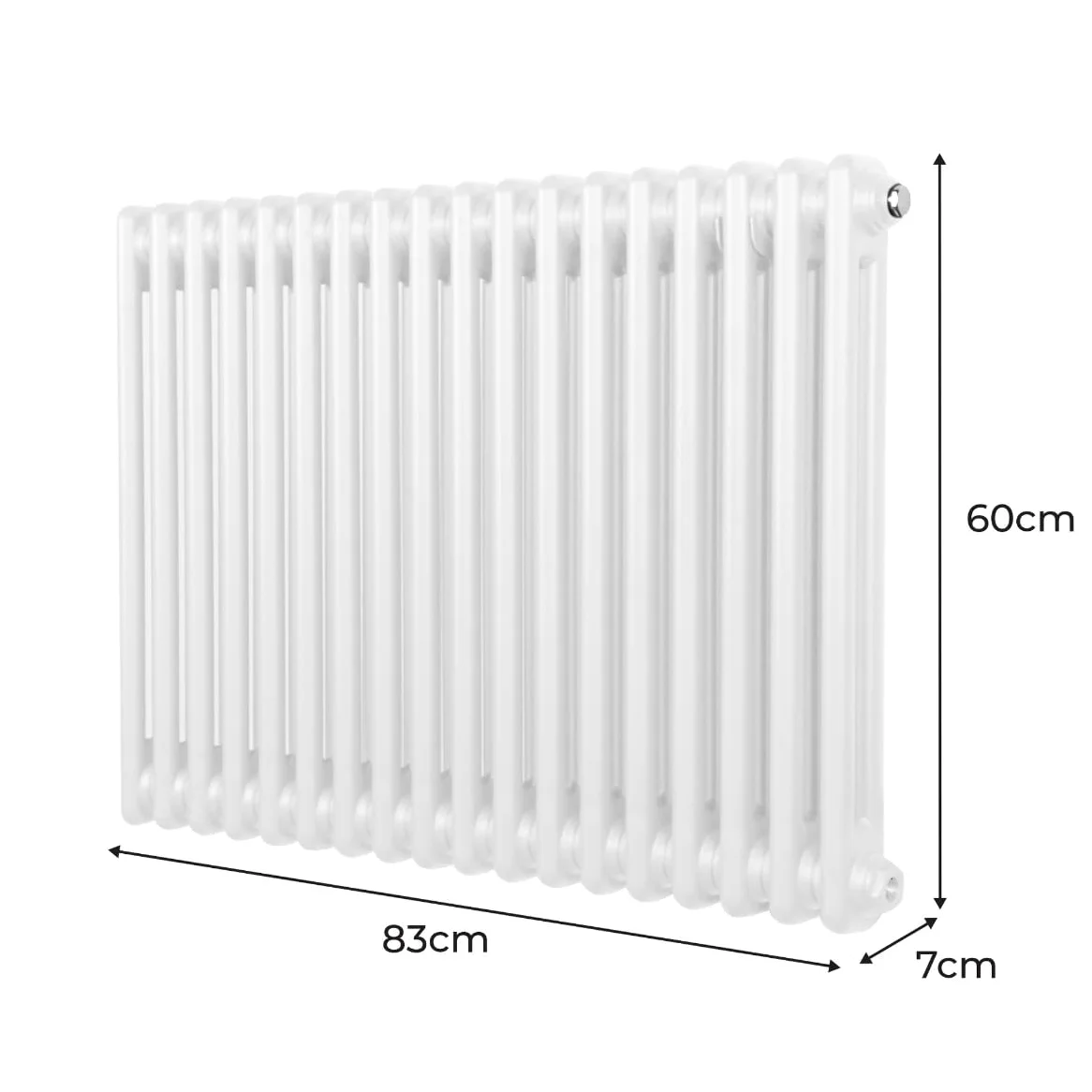 Radiatore Termosifone a 2 Colonne 600 x 832mm Moderno Centralizzato Bianco in Acciaio Inox Orizzontale a Parete Cucina Soggiorno Bagno Kit di Fissaggio e Spazzola Inclusi