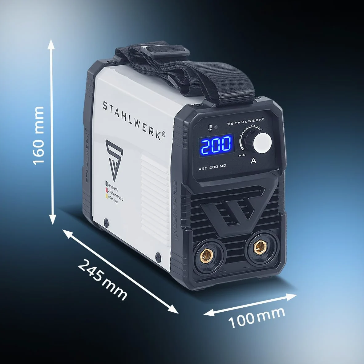 STAHLWERK Saldatrice ad elettrodo ARC 200 MD – MMA & Lift-TIG (DC) fino a 200 A, uso flessibile senza gas, compatta & leggera 3,4 kg, Smart Cooling, Hotstart automatico