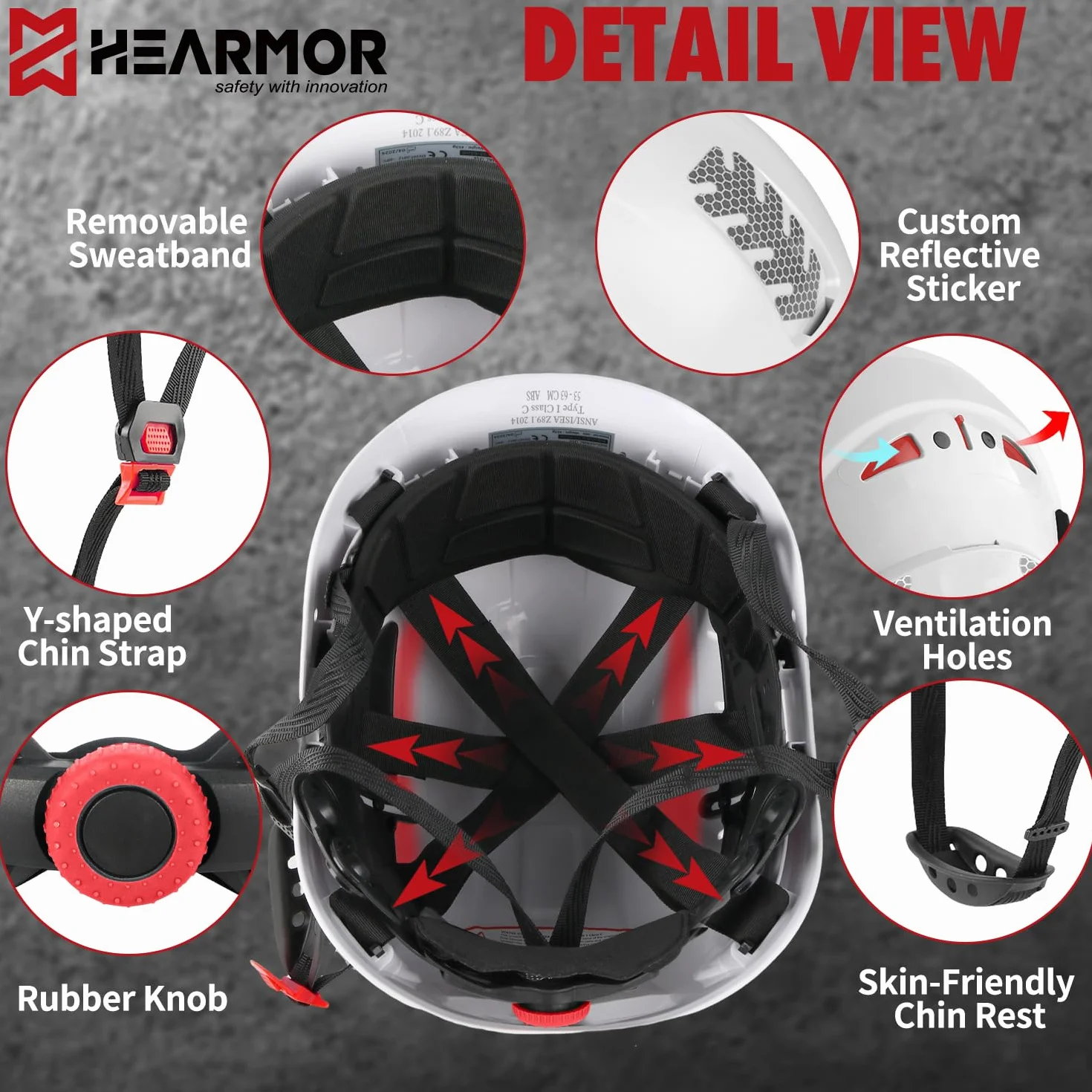 HEARMOR Voltek Casco di protezione industriale certificato CE EN397 con lampada a LED + visiera e protezione dell'udito | per lavori forestali, lavori di costruzione e arrampicata | Casco da lavoro di