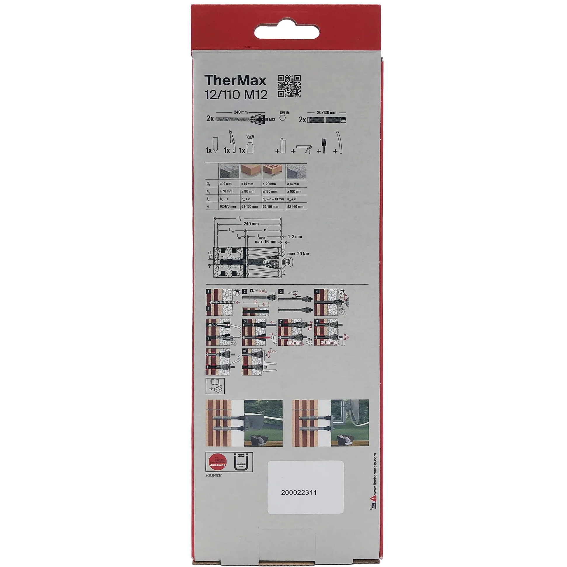 Fischer Thermax 12/110 M12 Kit 2 pz Tasselli per Fissaggio su Cappotto Isolante Max 110 mm