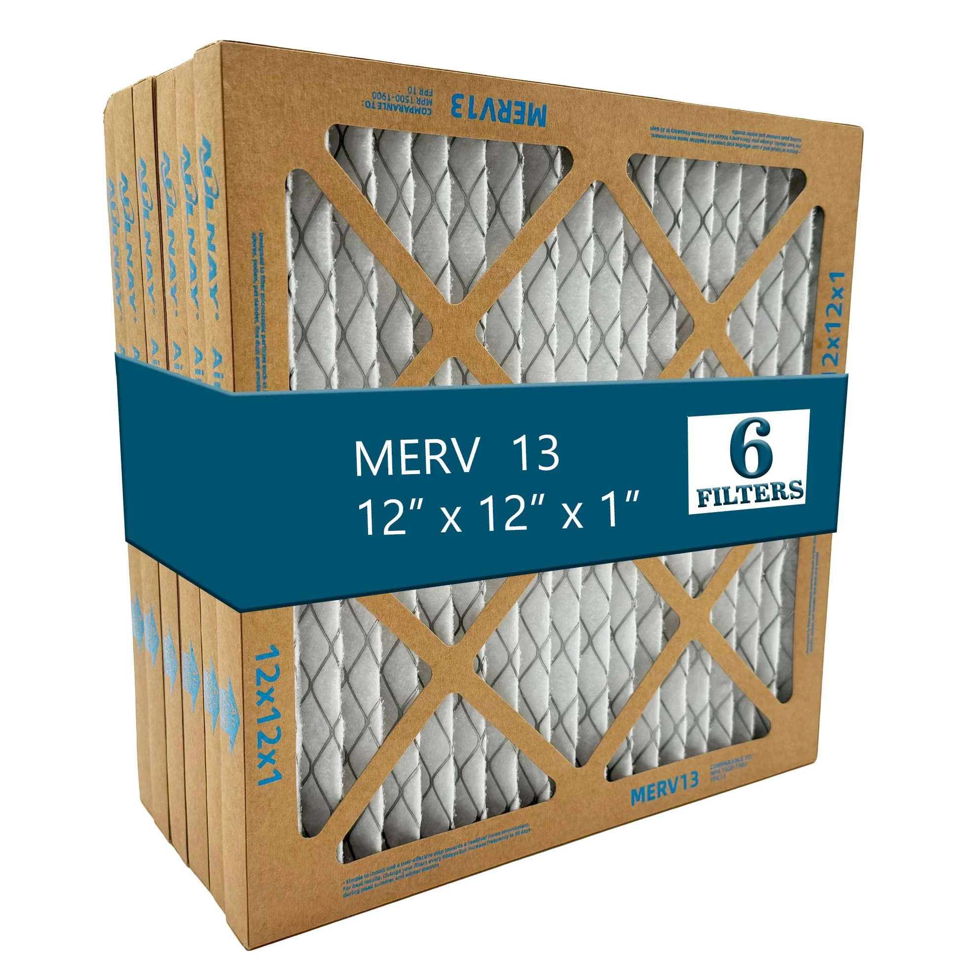 Furnace - Filtro aria a pieghe MERV 13, 30,5 x 30,5 x 2,5 cm, per sistemi HVAC, confezione da 6