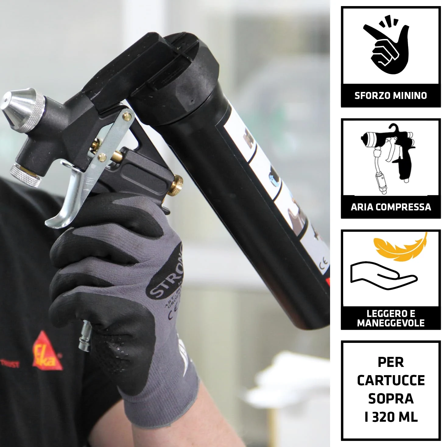 SIKA - Pistola a spruzzo per giunti - Sika Spray Gun - Applicazione facile con aria compressa - Ideale per Sikaflex-529 Evolution - Finitura liscia su giunzioni e pieghe - Massima precisione