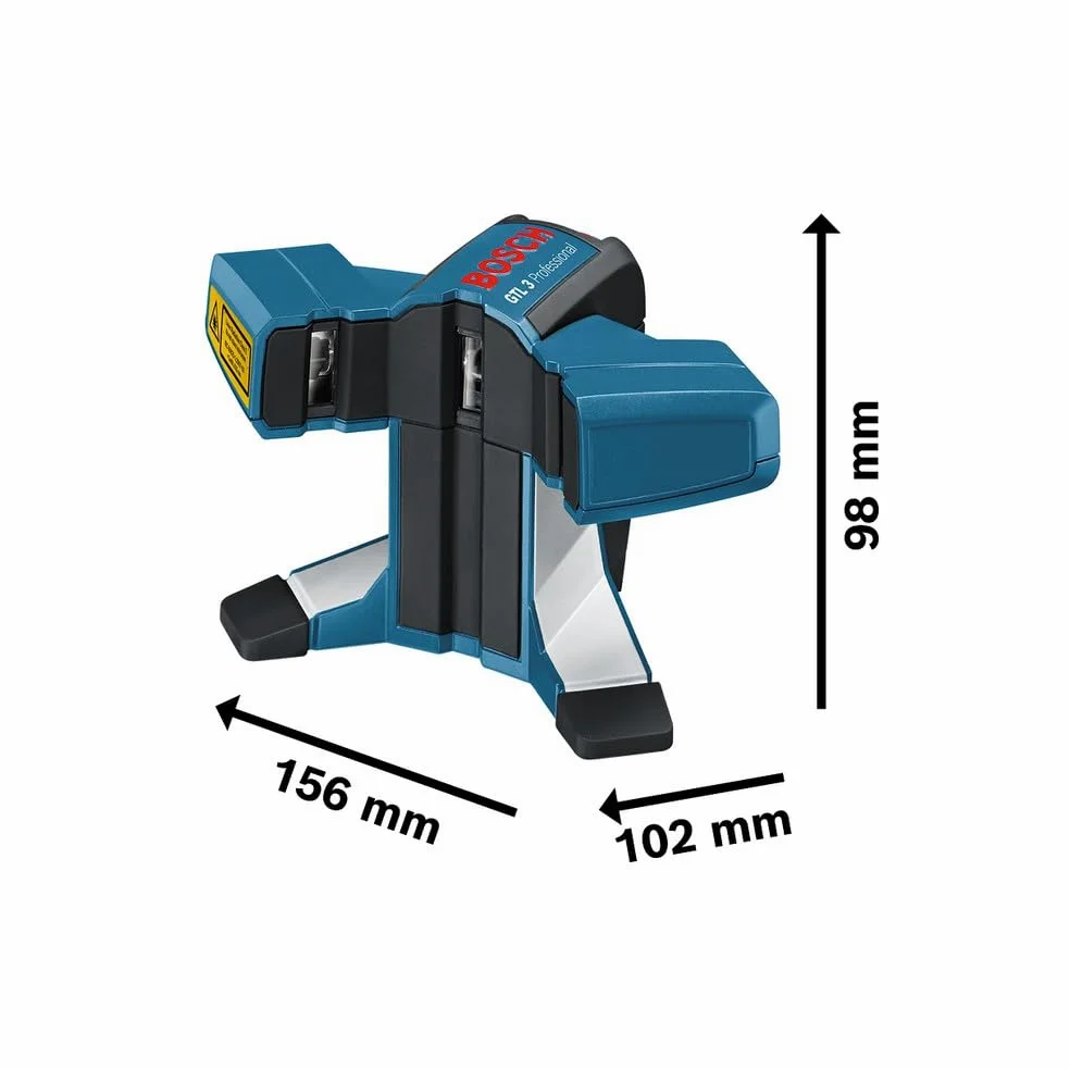 Bosch Professional GTL 3 Livella Laser per Piastrelle, 4 x Pile AA, Custodia Protettiva, Protezione da Polvere e Spruzzi IP 54, Piatto di Allineamento, Raggio d'Azione: 20 m