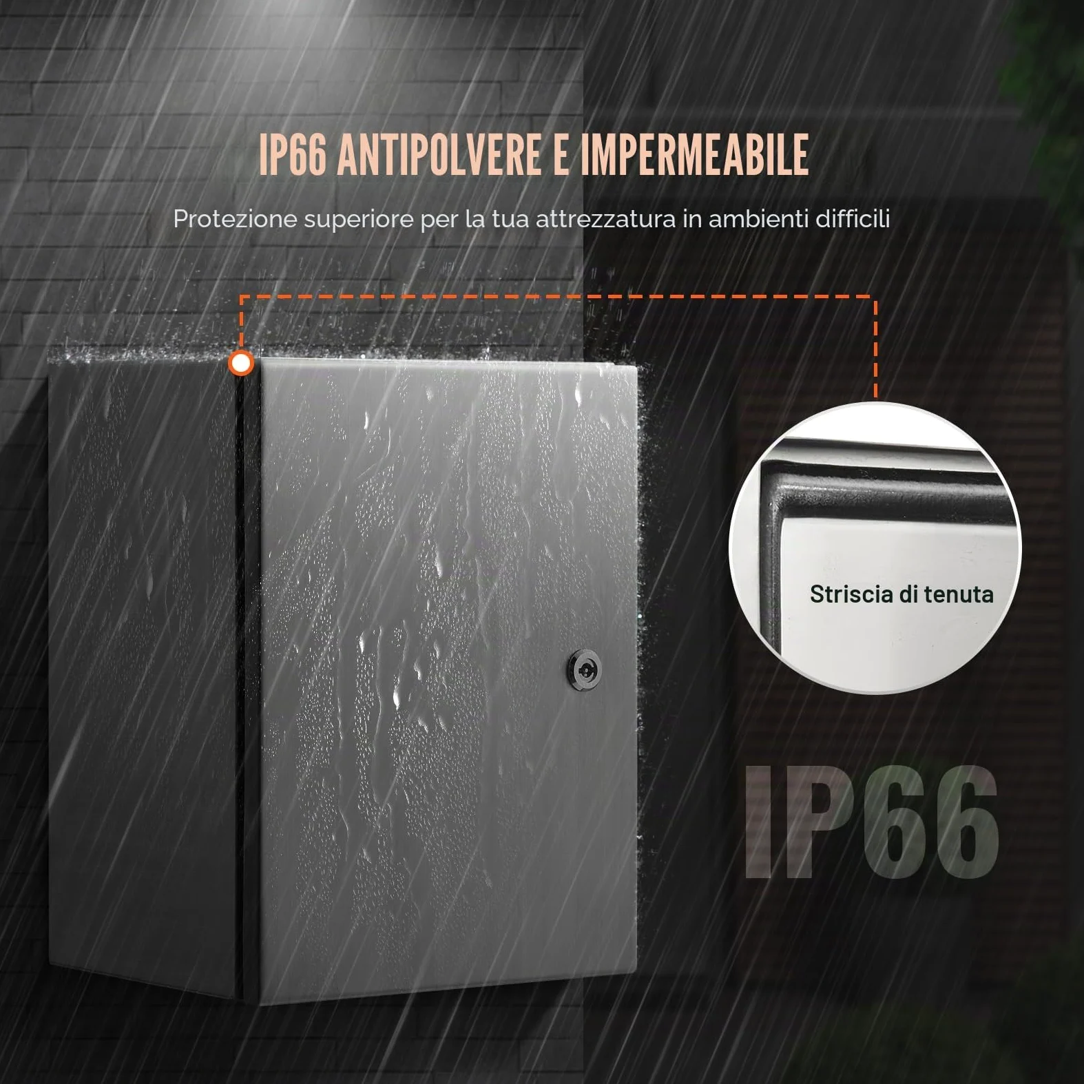 VEVOR Scatola elettrica in Acciaio, 20"x 16"x 8", Custodia per Apparecchiature Elettriche Elettroniche per Esterni Montata a Parete con Blocco Cerniere Piastra di Montaggio, Impermeabile IP66