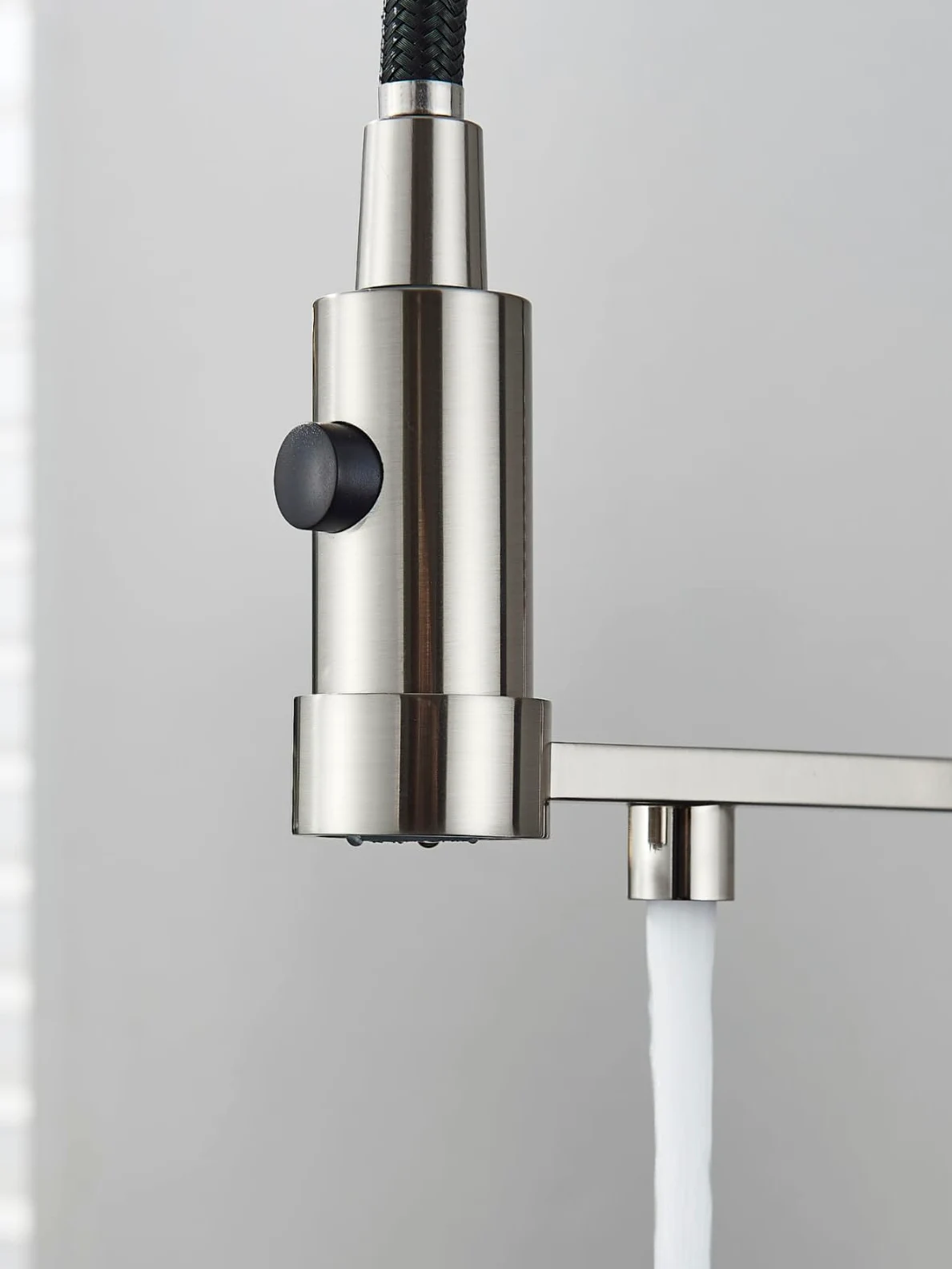 Rubinetto da cucina a 3 vie SOLID SPRING con doccetta estraibile, cavo separato per filtro dell'acqua, beccuccio girevole a 360°, rubinetto a molla in ottone, montaggio monoforo (acciaio inossidabile)