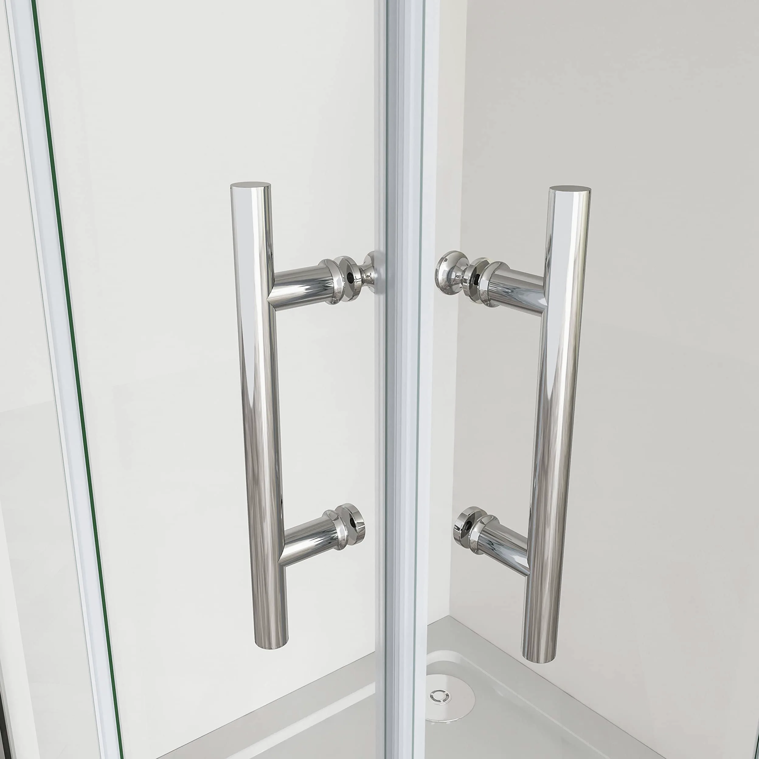 Box Doccia Angolare 90x90 cm H.185 cm Porta Scorrevole Vetro Temperato Trasparente di Spessore 6 mm Anticalcare Profilo Cromo Lucido