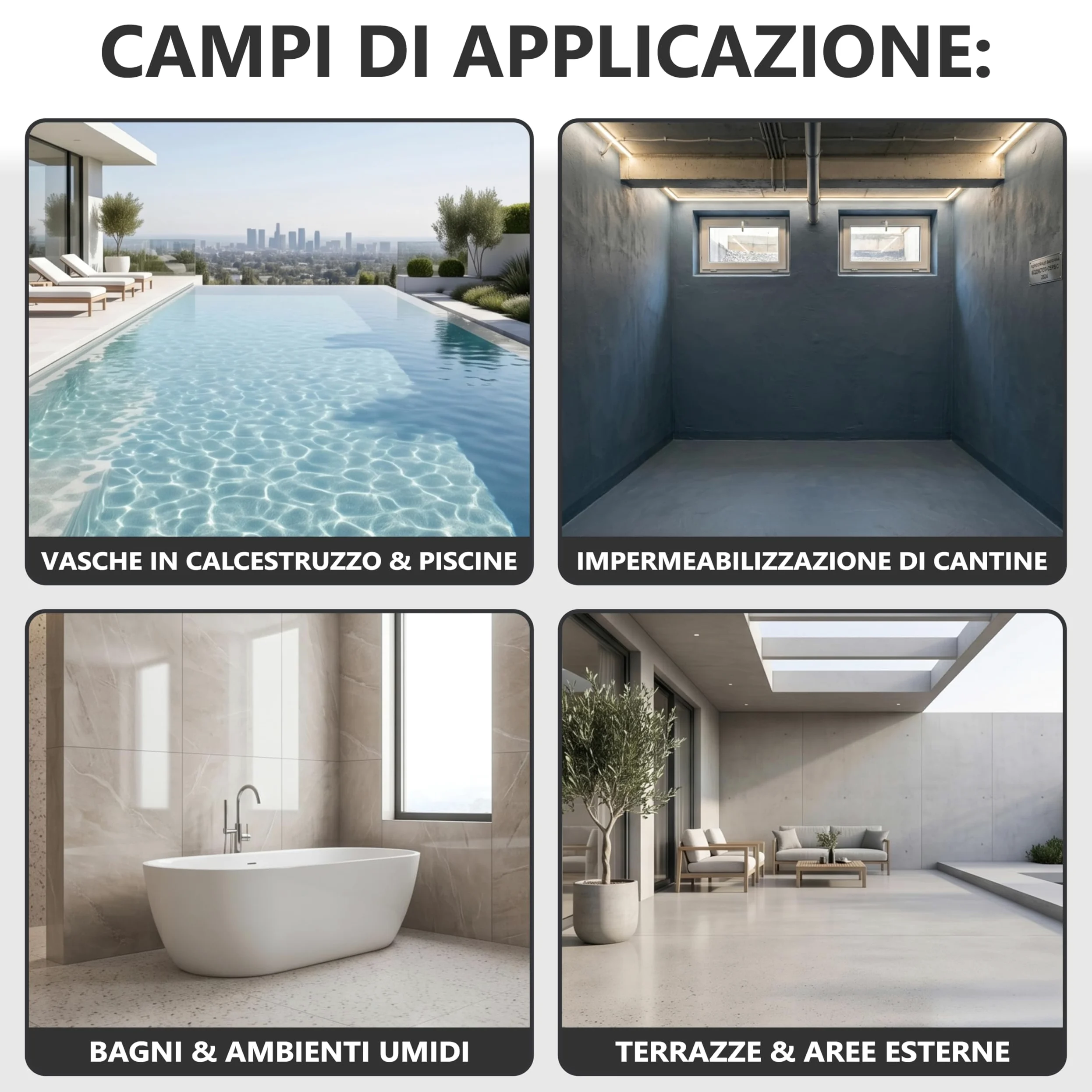 WO-WE Sigillante per piscine 2K Impermeabilizzante Bicomponente per cemento Grigio SL430-10kg