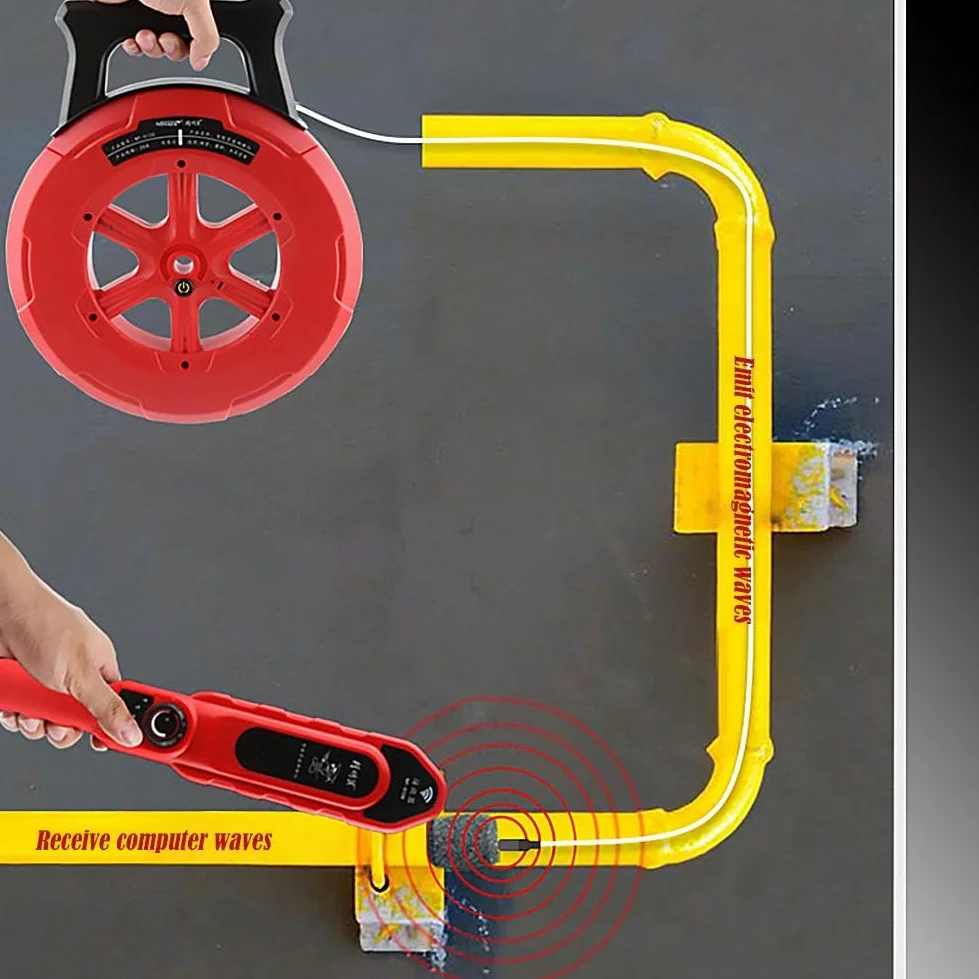Rilevatore di ostruzione dei tubi sotterranei, localizzatore di fognature da 39,6 m con 7 sonde, scanner da parete impermeabile per tubi in PVC e metallo, strumento idraulico professionale per