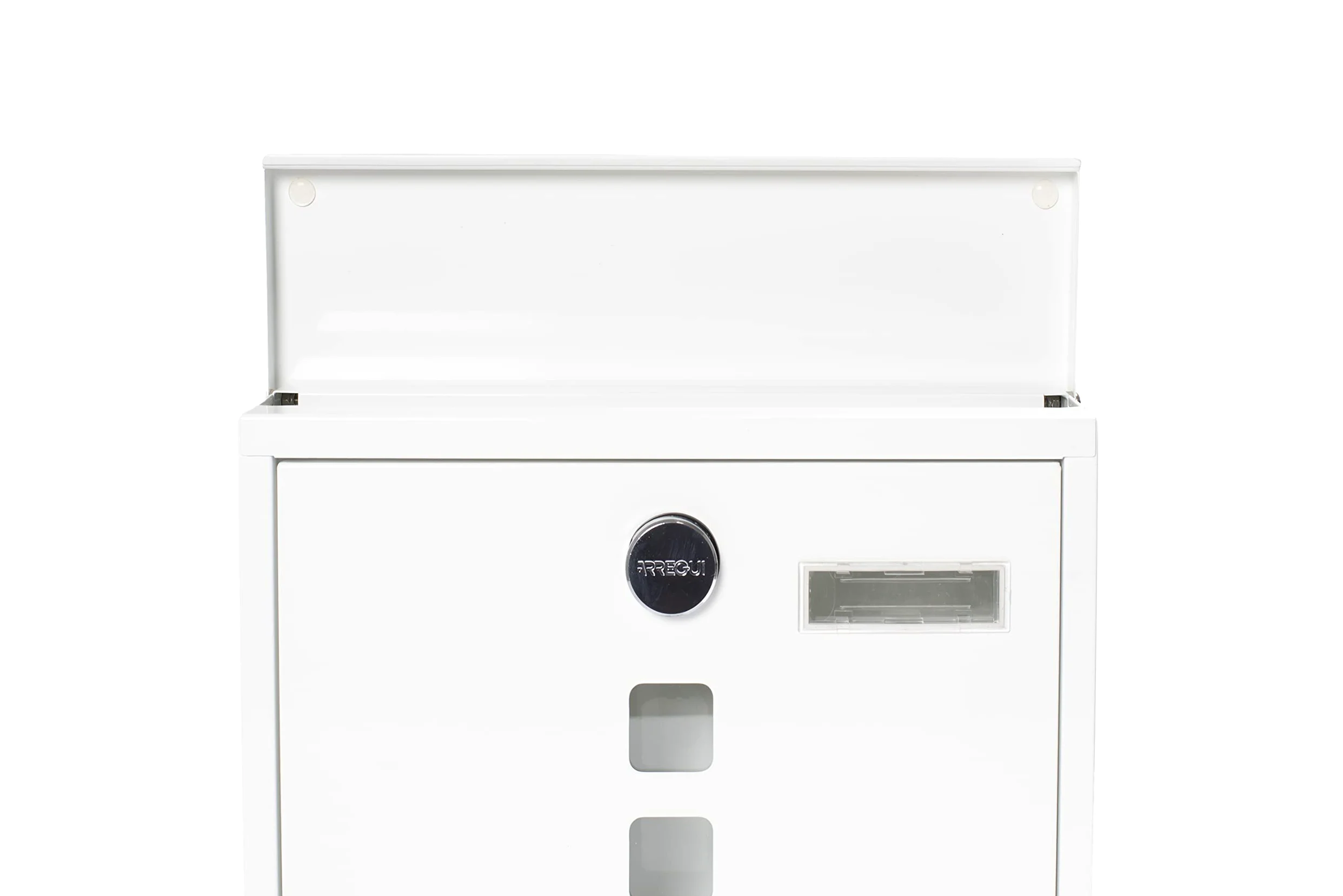 ARREGUI Chance E7101 Cassetta Postale in Acciaio, Formato M (DIN A4), Cassetta della Posta con Serratura Coperta e Portanome, Facile de Montare, Bianco