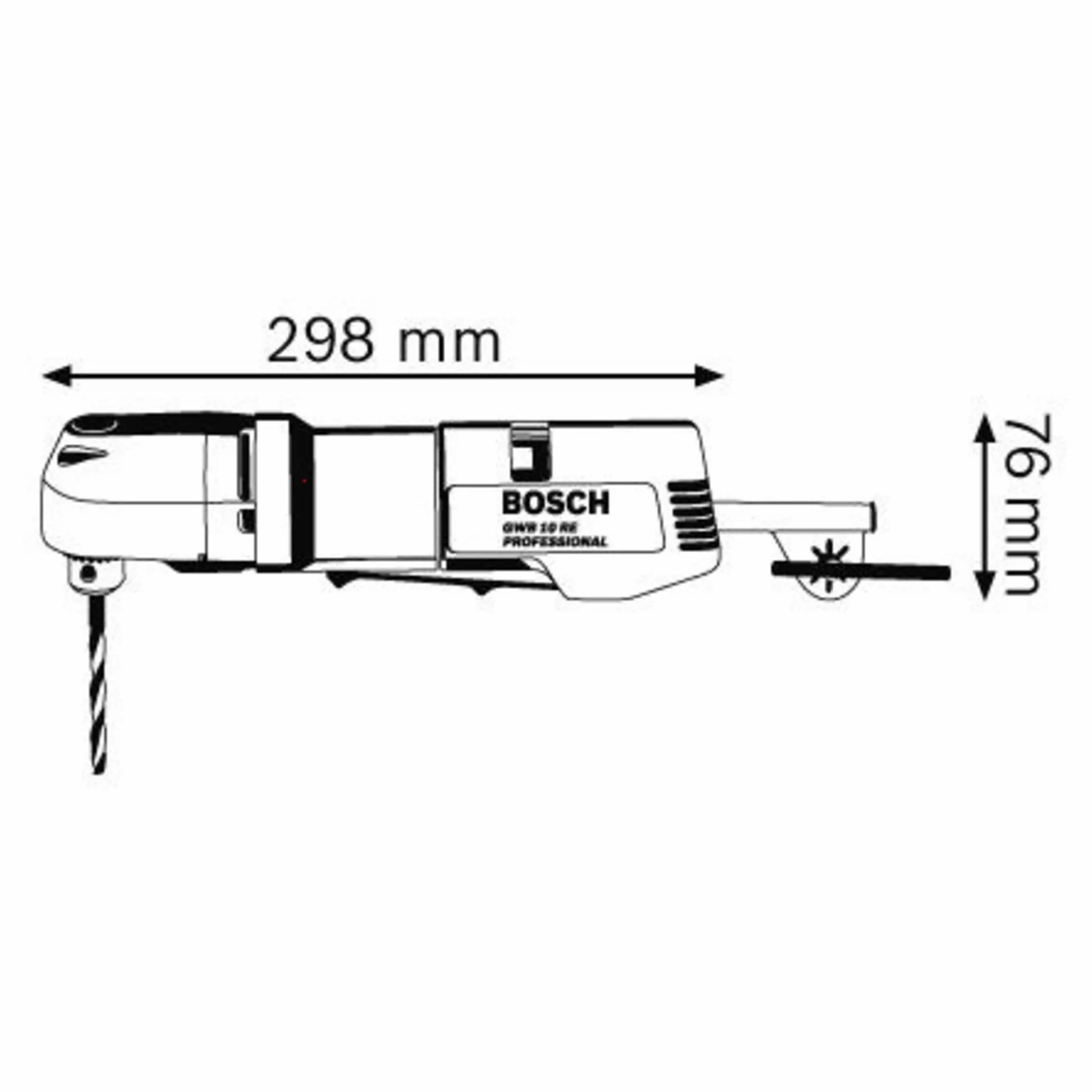 Bosch Professional Trapano ad angolo GWB 10 RE (potenza nominale assorbita 400 W, Ø foro in legno 22 mm, Ø foro in acciaio 10 mm, incl. mandrino a corona dentata integrato 10 mm)