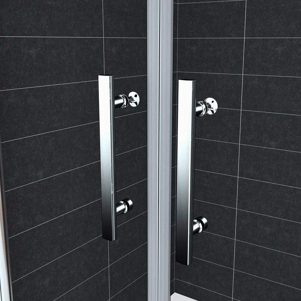 Porta Per Nicchia box doccia 75x195 cm 2 Ante Apertura Saloon In Vetro Temperato Trasparente 6mm Anticalcare