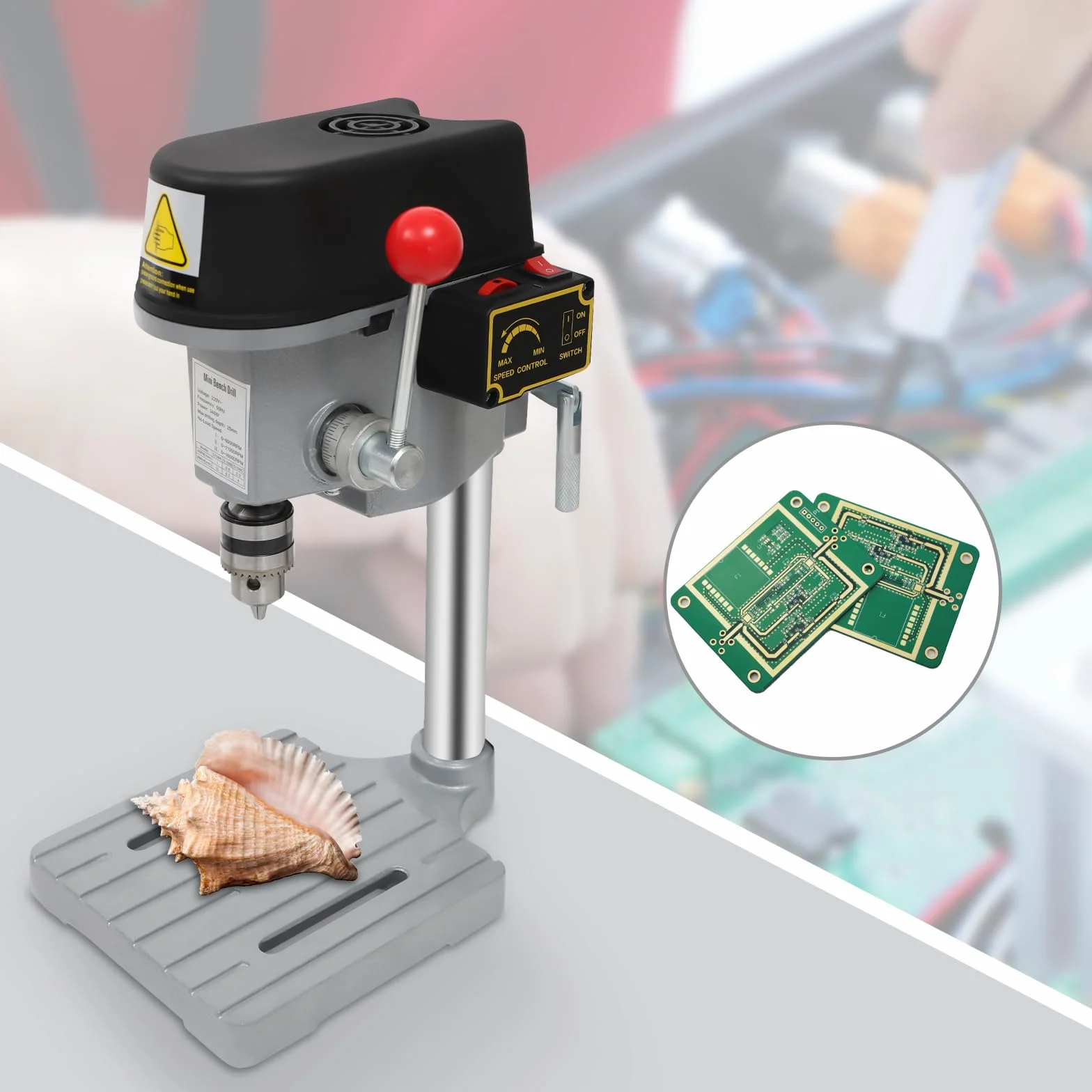 340W Mini Tavolo Trapano Elettrico, 16000RPM Portatile Mini Trapano a Colonna Fai da te 220V AC Bench Drill Macchina Trapano