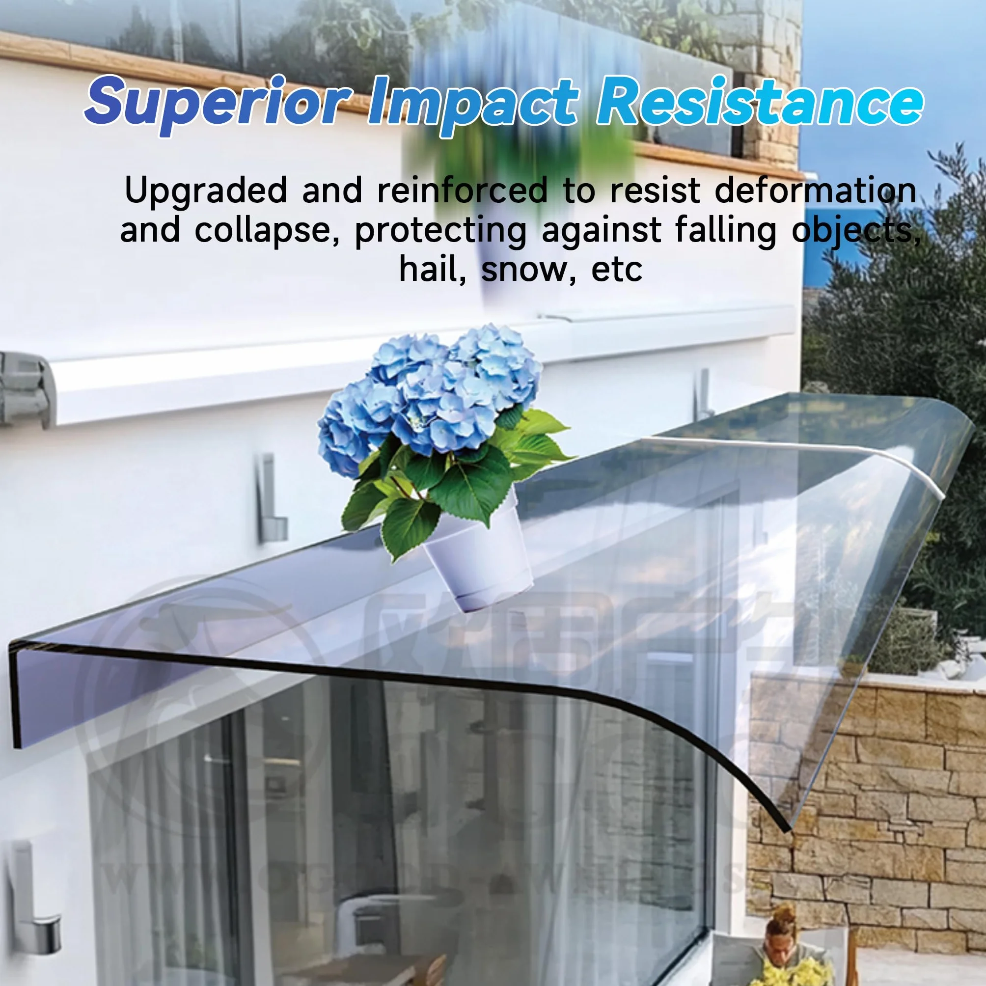 Pensilina Curva Trasparente in Policarbonato - Tettoia per Porta e Finestra, Copriporta Antipioggia, Resistente ai Raggi UV e Agenti Atmosferici, Spessore 3,5 mm 50x260cm