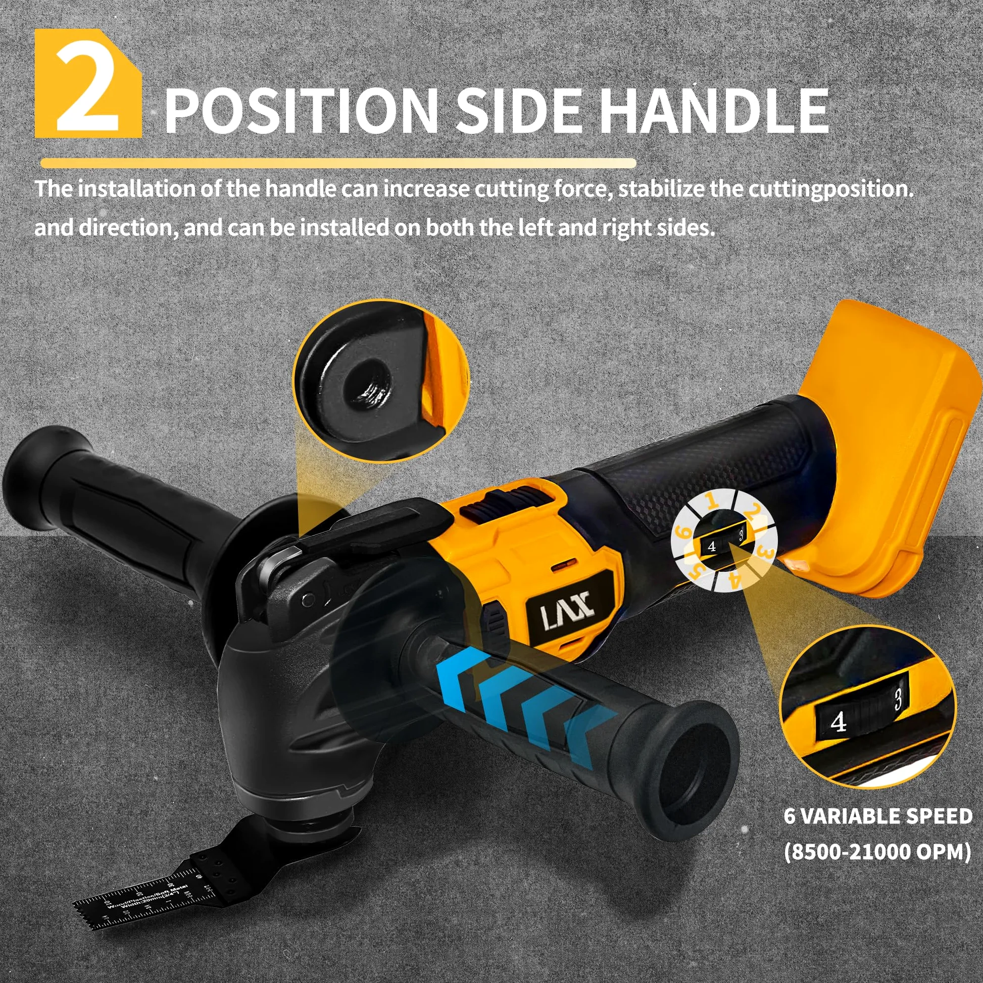 Utensili multifunzione oscillanti per batteria Dewalt da 18 V, utensile multiuso per taglio e levigatura, angolo di oscillazione di 4°, 6 velocità variabili, design a lama rapida con 21 accessori per