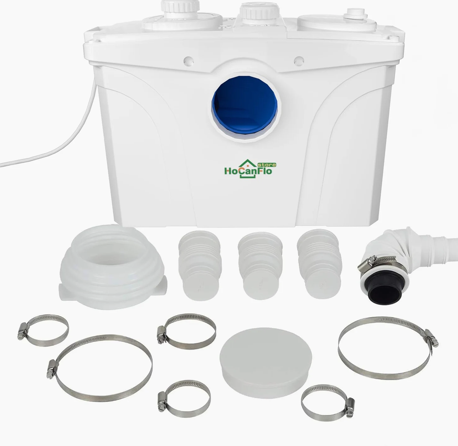 700W Grinder Sanitario Pompa per rifiuti silenziosa, 190 L/M Portata, Lavandino e Vasca da bagno con Filtro a carbone, 4 ingressi 1 uscita
