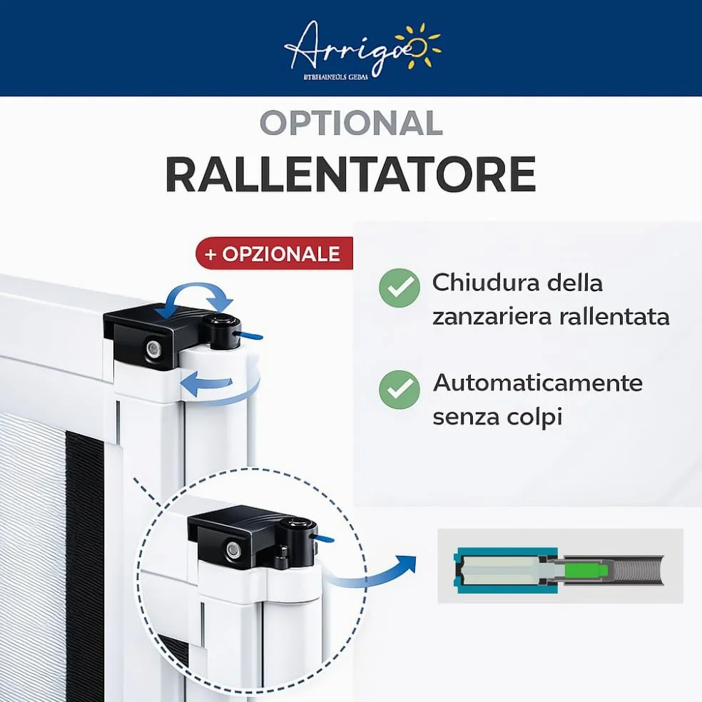 Zanzariera Laterale su Misura con Richiamo a Molla e Chiusura Magnetica | Guida Calpestabile | Rete in fibra di vetro | Struttura in Alluminio Vari Colori
