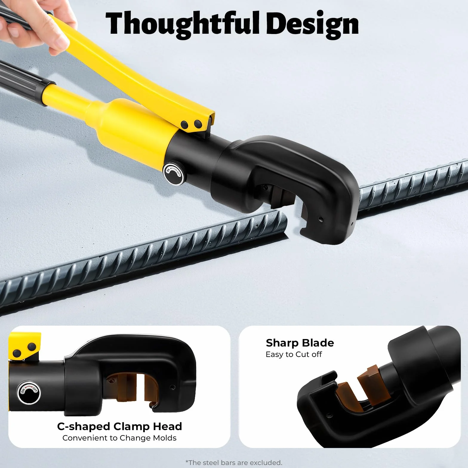 Tronchese idraulico da 13 tonnellate in ferro con testa di serraggio a forma di C, taglierina idraulica manuale, taglierina idraulica manuale portatile per acciaio da costruzione, utensile da taglio