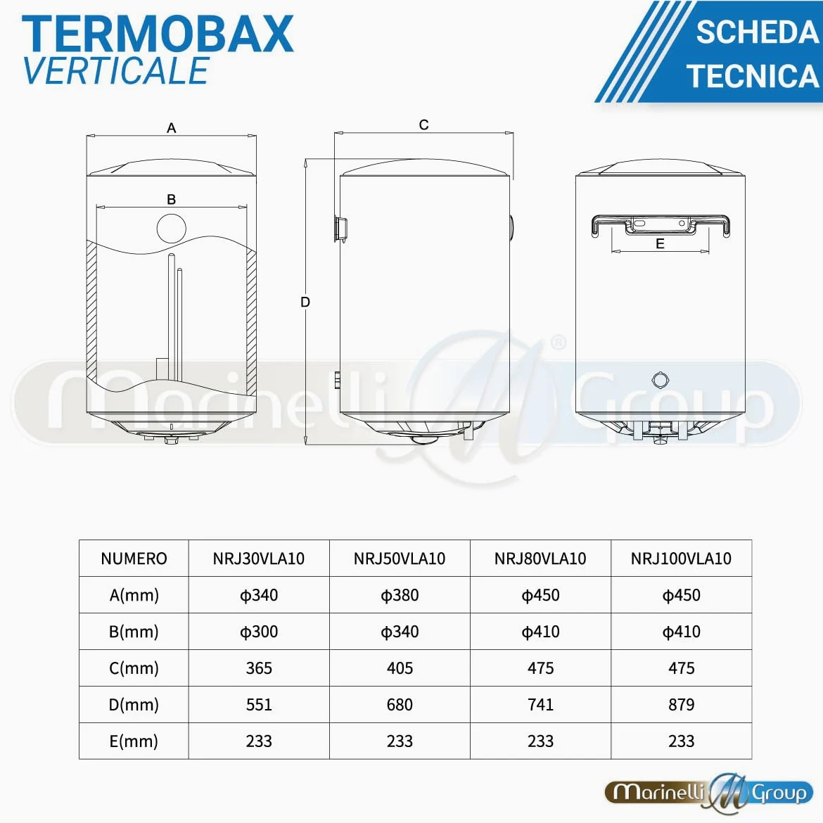 Scaldabagno elettrico ad accumulo compatto facile da installare 1500 Watt ThermoBax (50 litri Verticale)