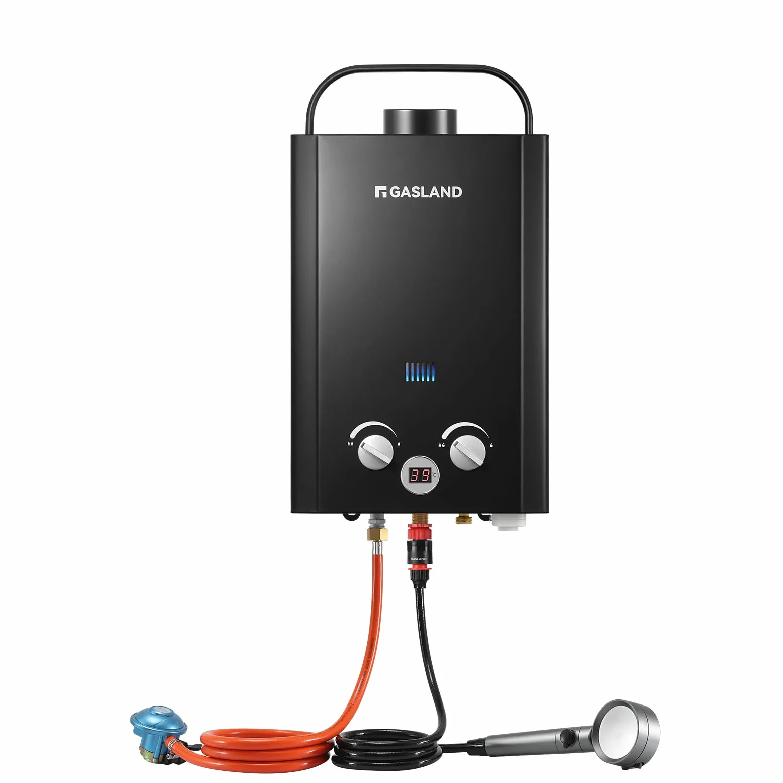 GASLAND BE158B - Scaldabagno a gas 6 l, 30/37 mbar, sistema doccia calda portatile, scaldabagno GPL istantaneo per campeggio Road Trip Hot Tap Lpg Shower