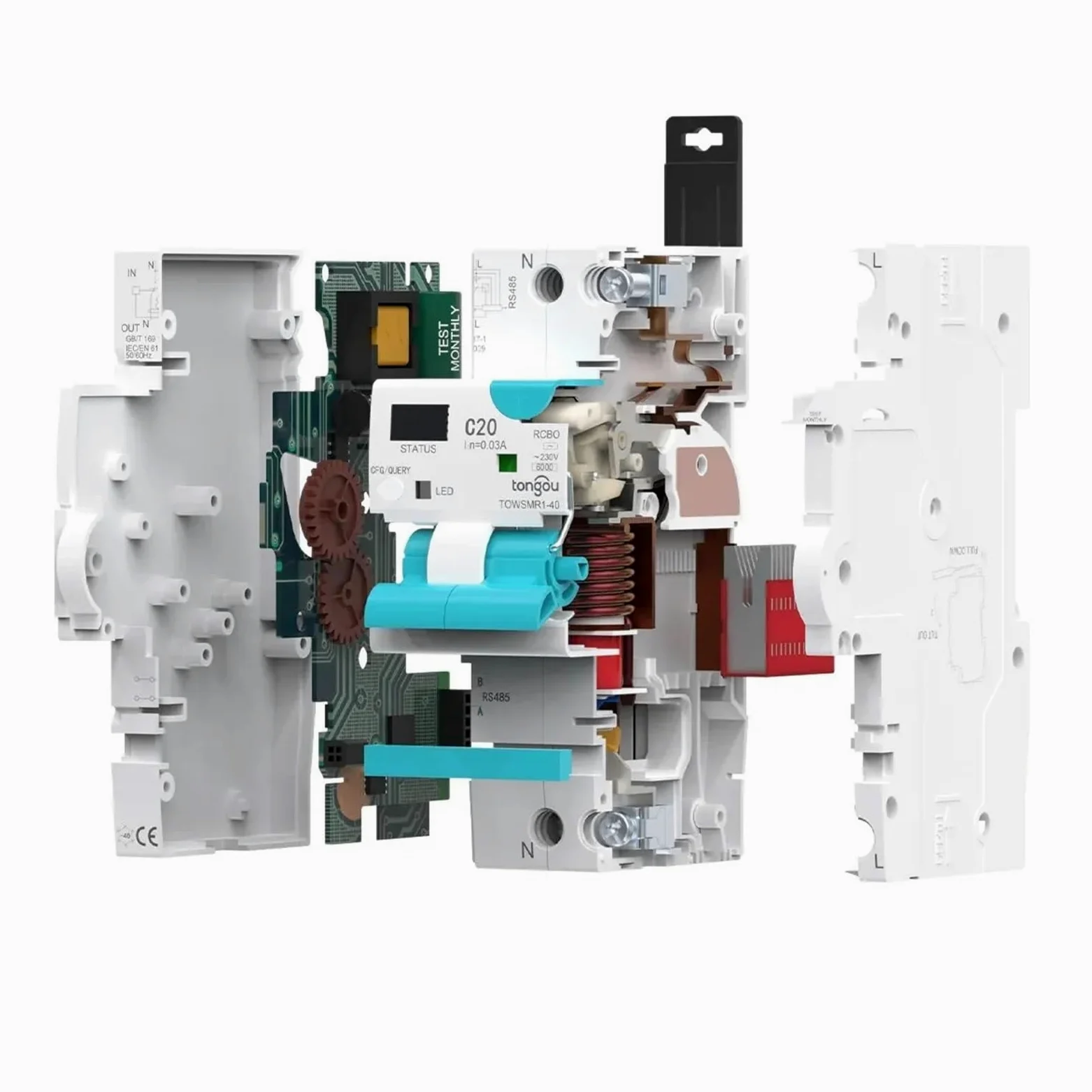 Interruttore automatico differenziale intelligente regolabile LED WIFI con protezione da sovracorrente e perdite (Size : 20A-40A)