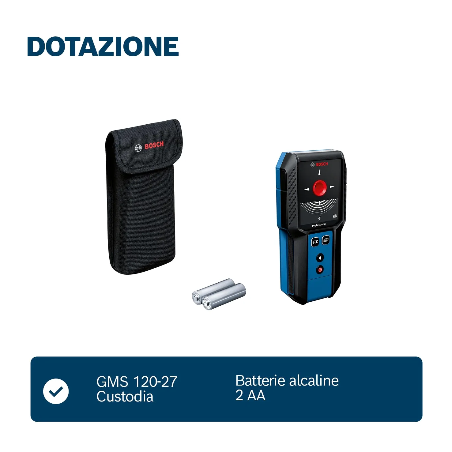 Bosch Professional Wallscanner GMS 100-23 (profondità di rilevazione max. metalli non magnetici/metallo magnetico/cavi sotto tensione: 100/80/ 50 mm, 2 batterie AA, custodia)