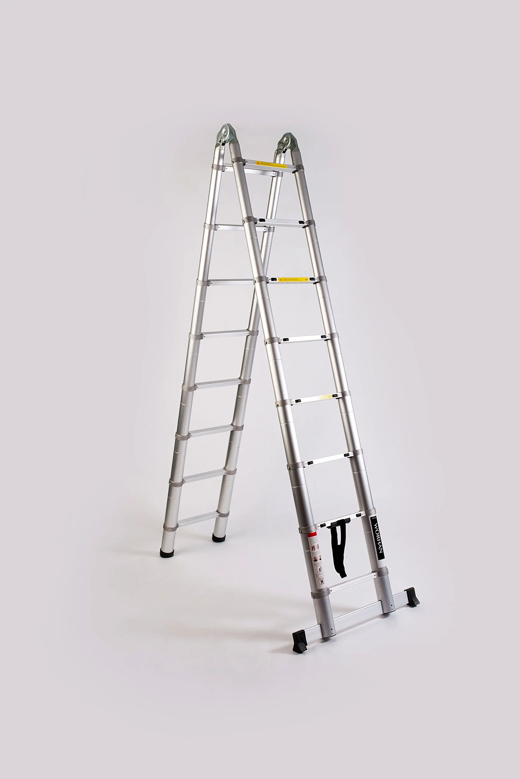 Scala Con Anelli in Alluminio 5.0m Alu Doppia Telescopica Estensibile di Transporto Multiposizione Pieghevole Multifunzione Multiuso in Alluminio AK5+bag