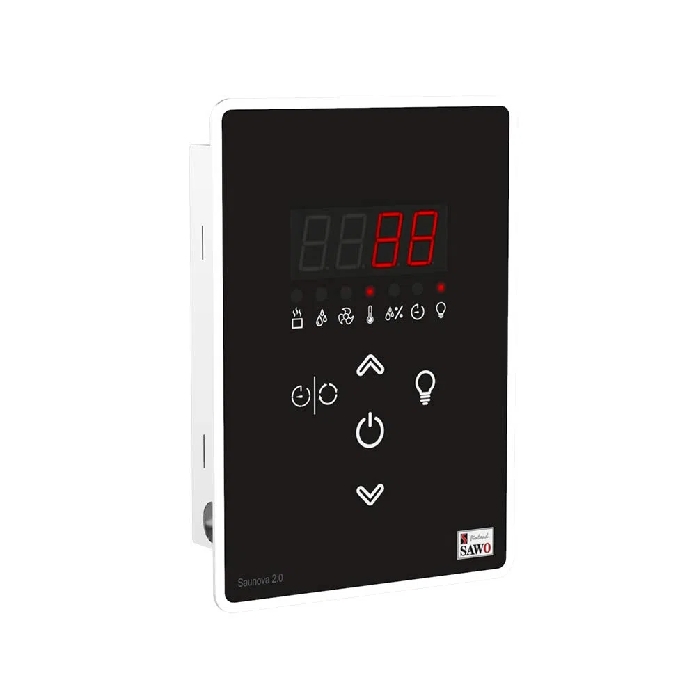 Sawo Aries Ni2 - Stufa elettrica per sauna da 6 kW, 230 V/400 V, con pannello di controllo Saunova e pietre da sauna da 60 kg