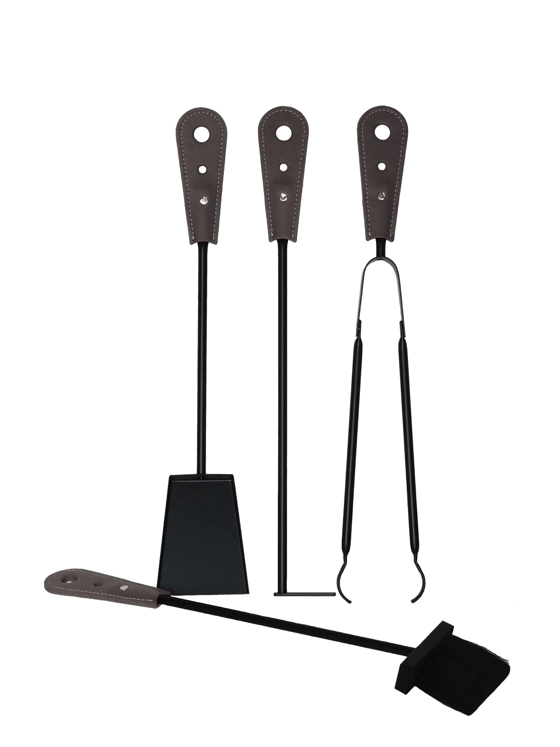 LIMAC Design NILAR, Set Ferri da Camino con Manico in Cuoio, Borsa Porta-Ferri Moderno in cuoio, Attrezzi da Caminetto, Sacca portaferri, Prodotto in Italia. Marrone Scuro