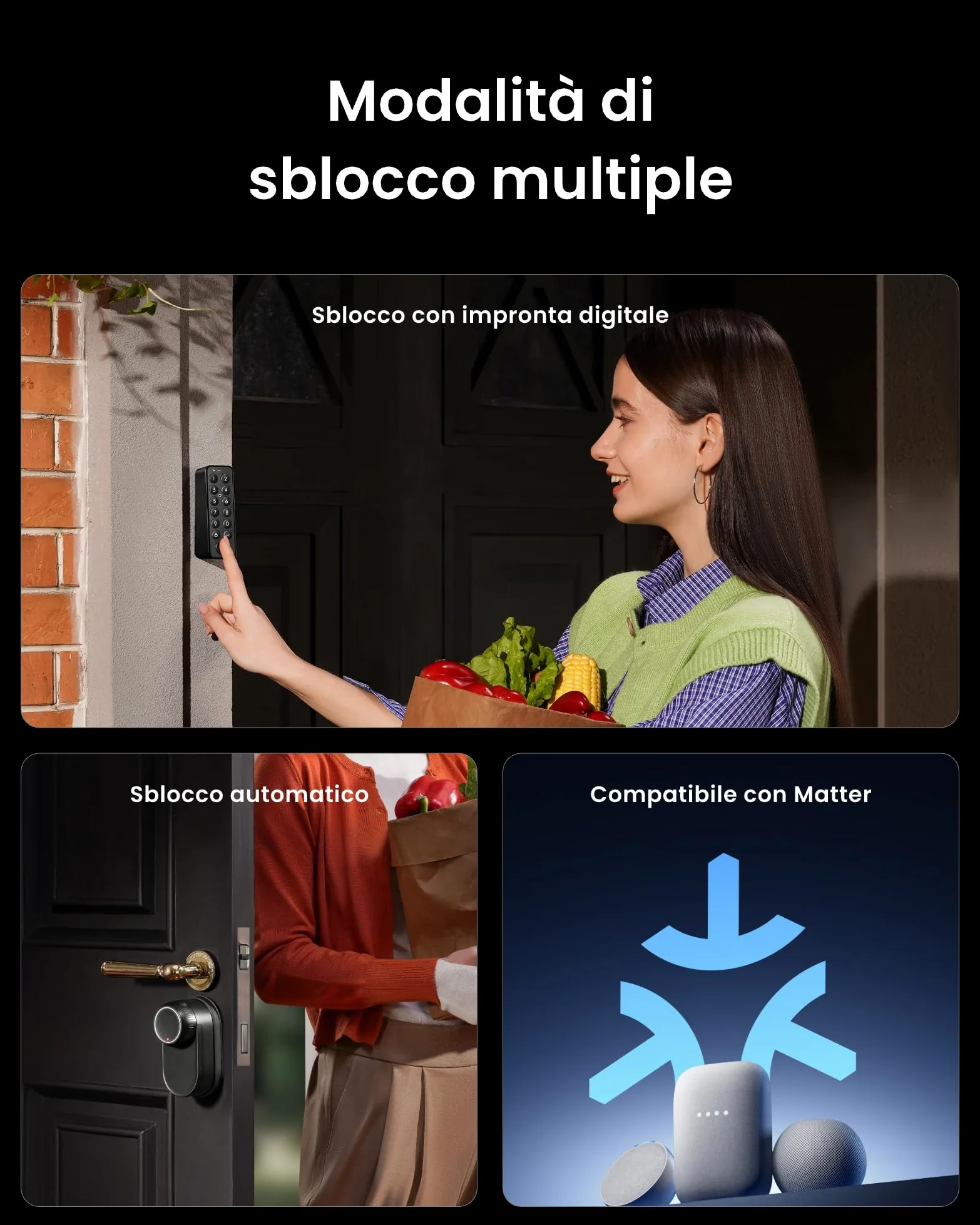 SwitchBot WiFi Smart Lock Ultra con Tastierino e Riconoscimento Facciale 3D, Serratura Smart con Impronte Digitali, Serratura Elettronica con Batteria Ricaricabile, Adatta a Matter, Alexa, Google