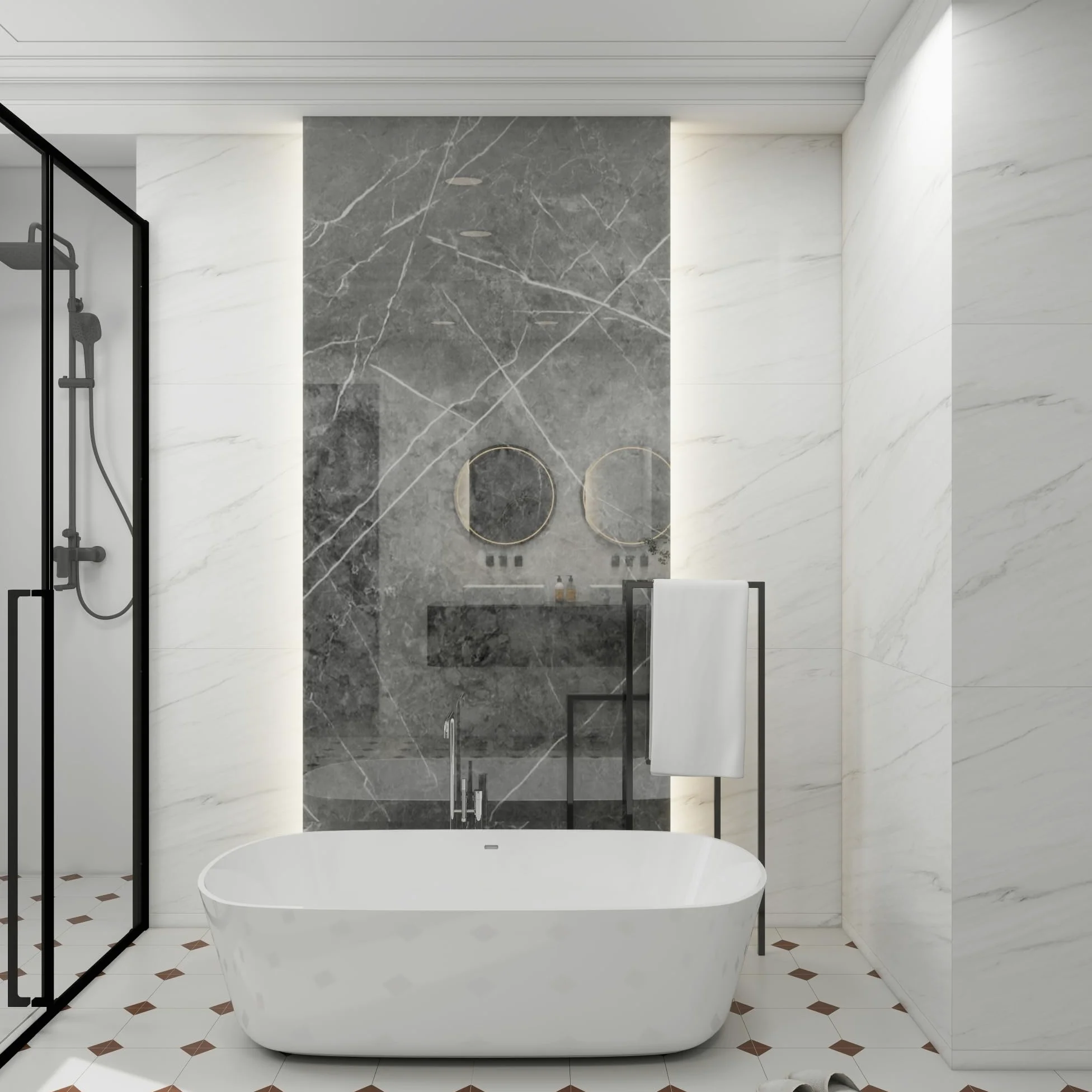 [neu.haus] Set di 16 Pannelli Decorativi in PVC per Parete Rivestimento Murale per Interni Bagno Cucina Soggiorno Pannelli 60x120 cm Resistenti all'Umidità e Raggi UV Effetto Pietra - Grey Diamond