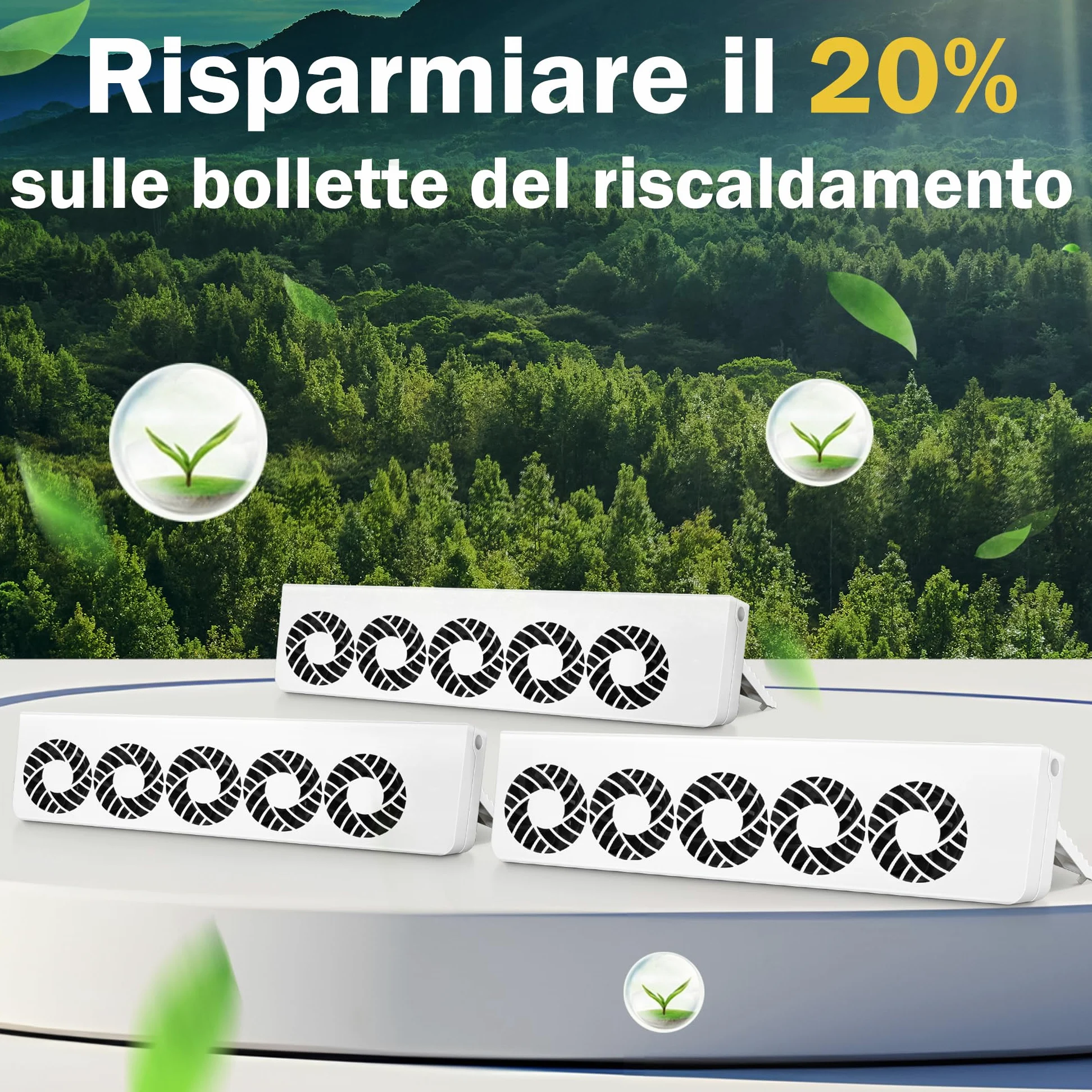Ventole per Termosifoni 2.0 con Controller con Termostati Intelligenti, 15 Ventole per Aumentare l'efficienza del Riscaldamento e Risparmiare Energia (Trio Set)