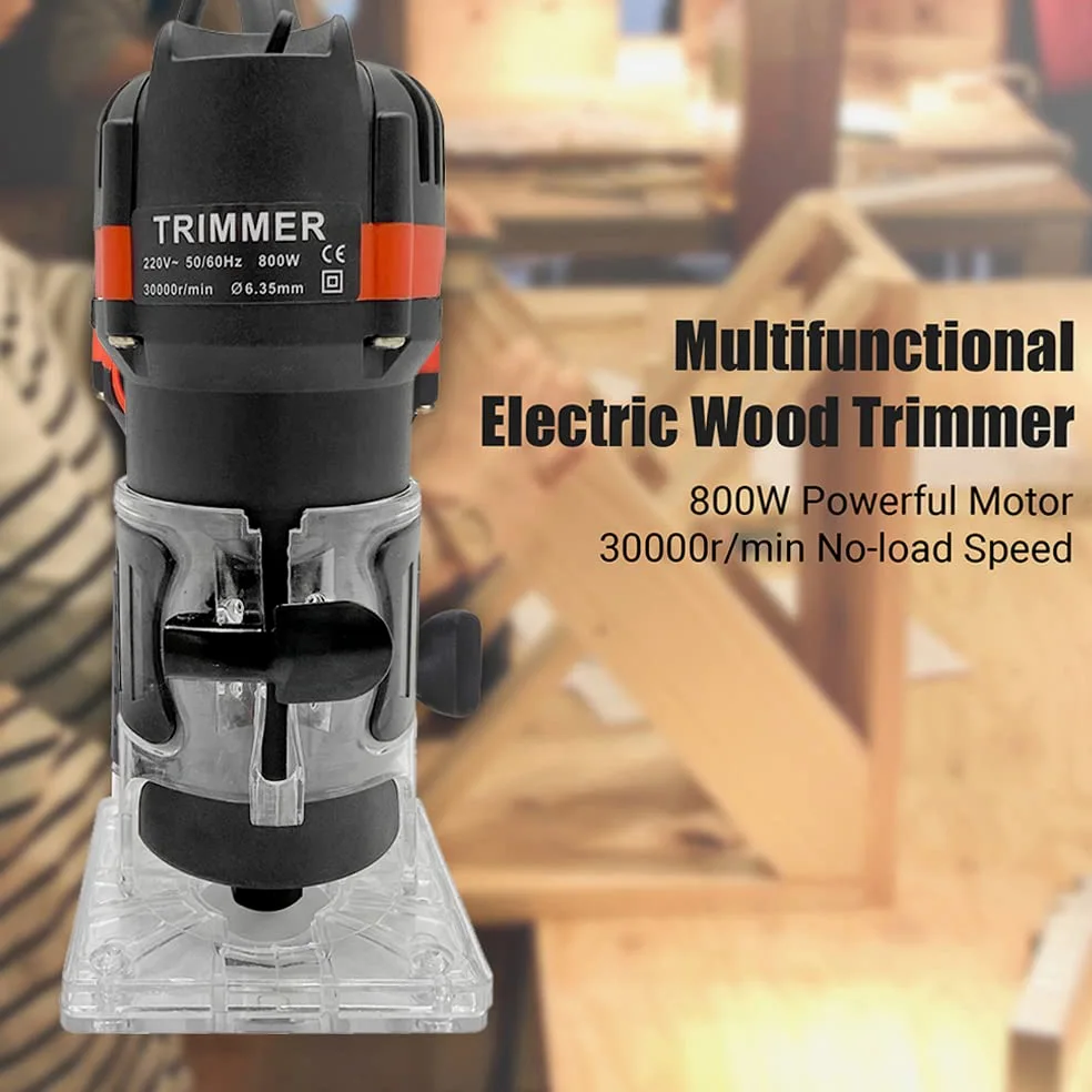 800W 30000r/min Trimmer per legno elettrico multifunzionale Router per legno Trimmer per laminato Trimmer per scanalatura professionale per falegname Carpentiere con 15 frese 220V