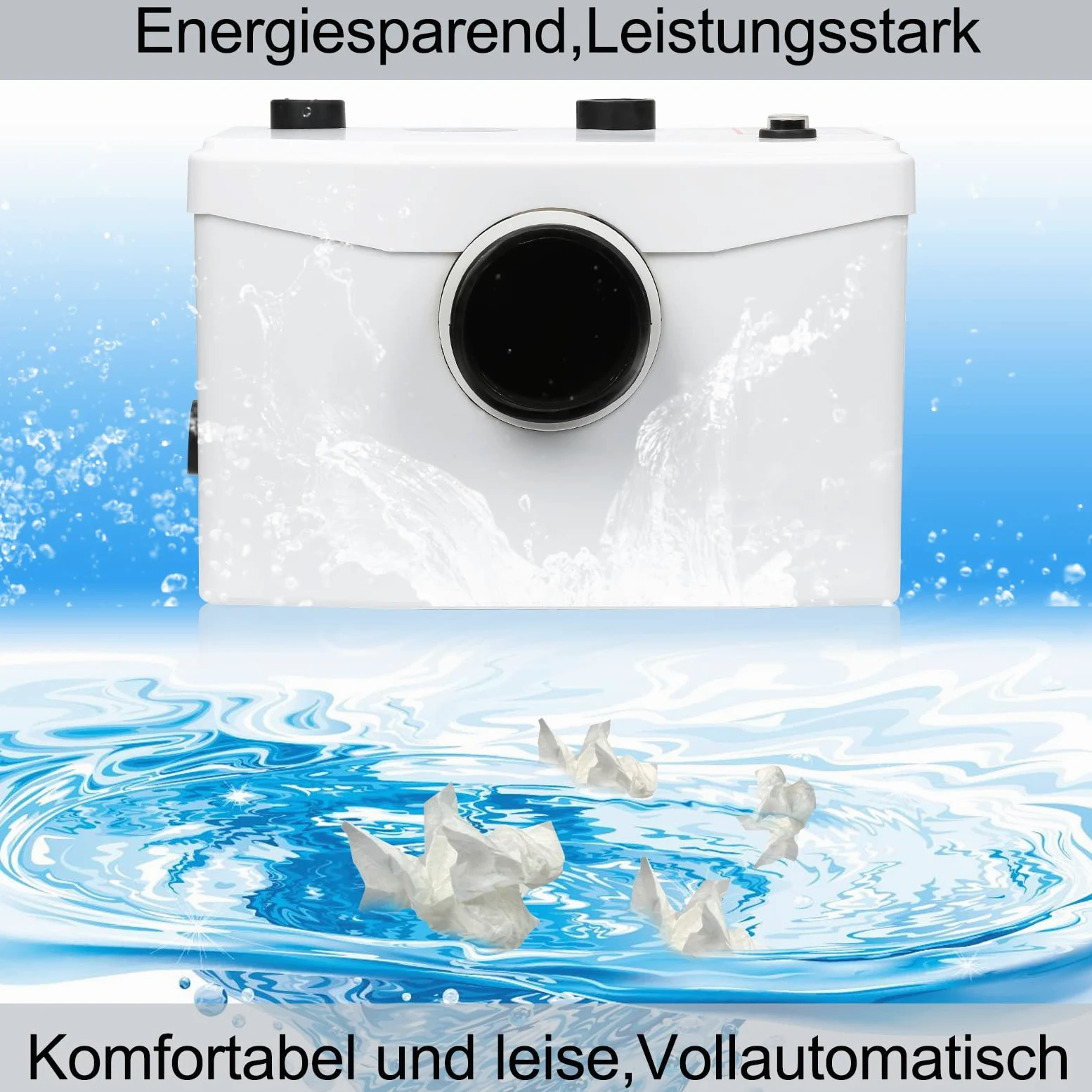 Fiqops Pompa di Sollevamento per Lavatrice, 700W 190 L/min, Pompa per Acque Reflue con 4 Ingressi, Pompa Domestica per Doccia, Vasca da Bagno, Lavandino, Lavatrice, Lavastoviglie