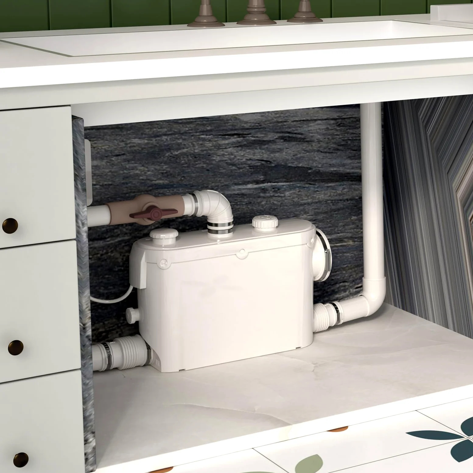 Smerigliatrice sanitaria da 500 W con scarico laterale, pompa di sollevamento per WC, lavanderia, cucina cantina, motore in rame, funzionamento silenzioso, installazione facile, 230 V