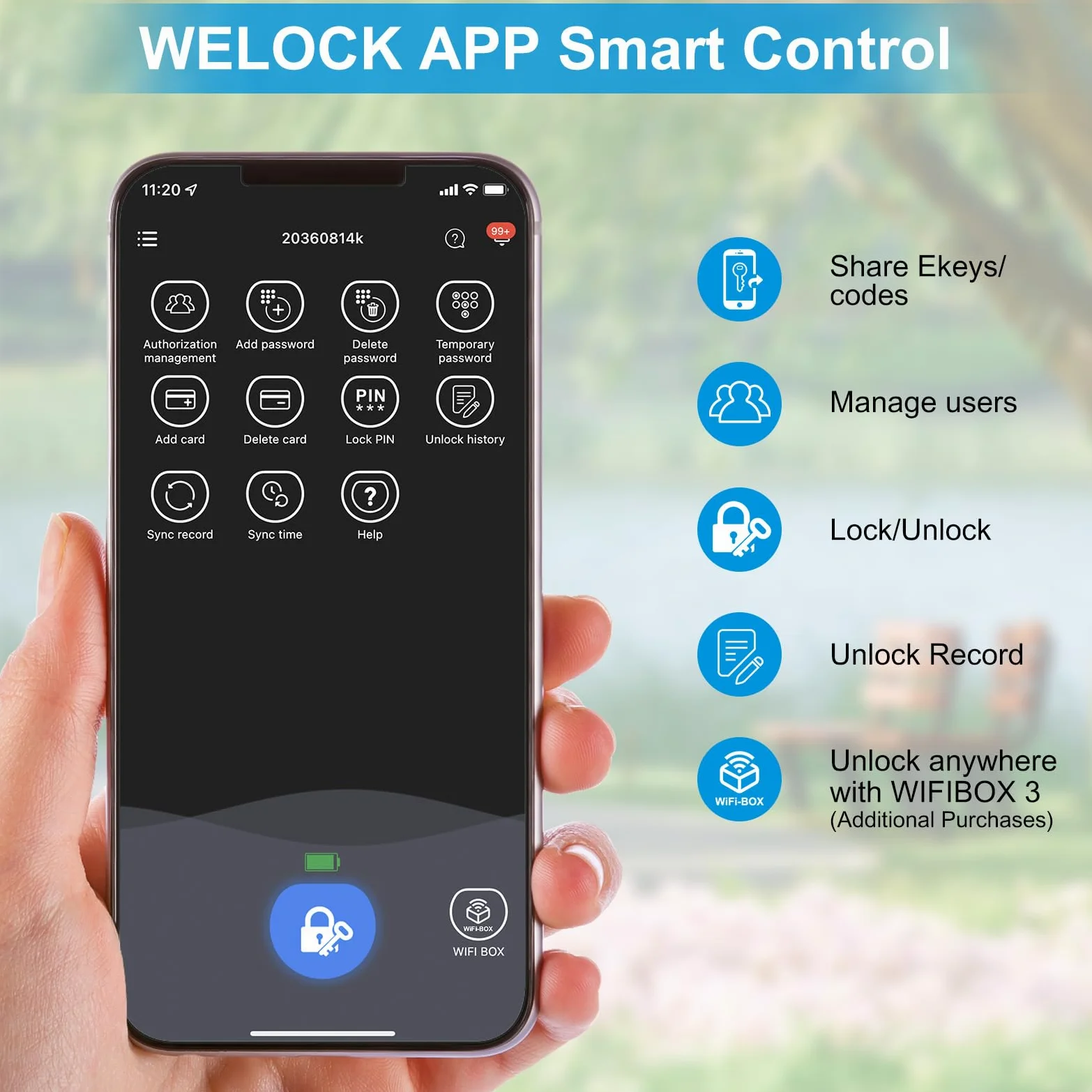 WELOCK Serratura Smart PCB72 con Password,Carte RFID e APP,Serratura Elettronica WiFi,serratura porta blindata livello di impermeabilità IP65,Cilindro 65x30 per porte da 65 a 130mm,Smart lock