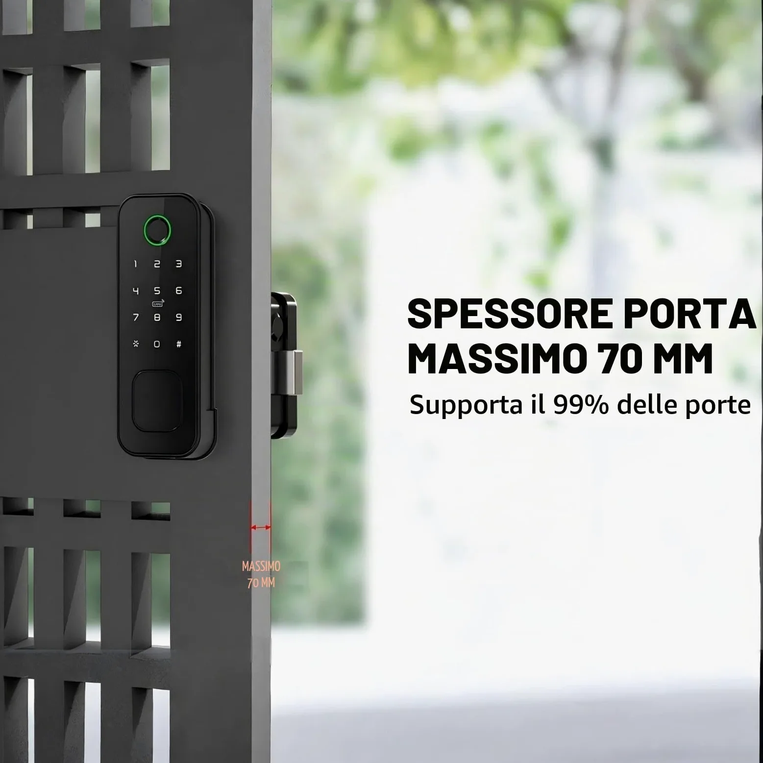 Serratura Smart da Esterno Impermeabile IP66 - Accesso con Impronta Digitale e Tessera su Entrambi i Lati - 5-in-1 con WiFi per Cancelli da Giardino (Nero)