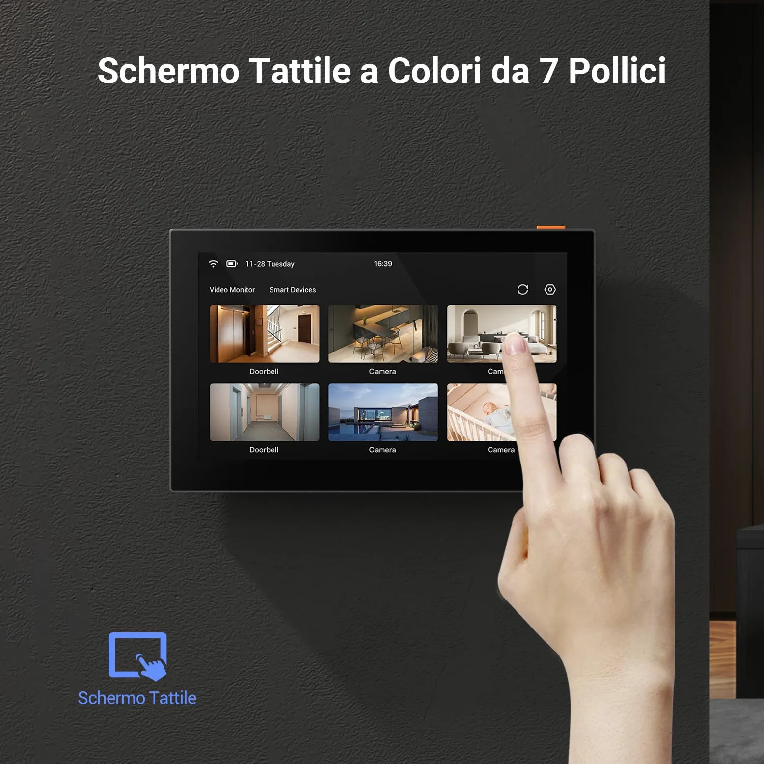 EZVIZ Schermo intelligente interno, touchscreen a colori da 7" senza fili con batteria da 4600 mAh, audio a 2 vie e vista dal vivo, facile da installare, SD7