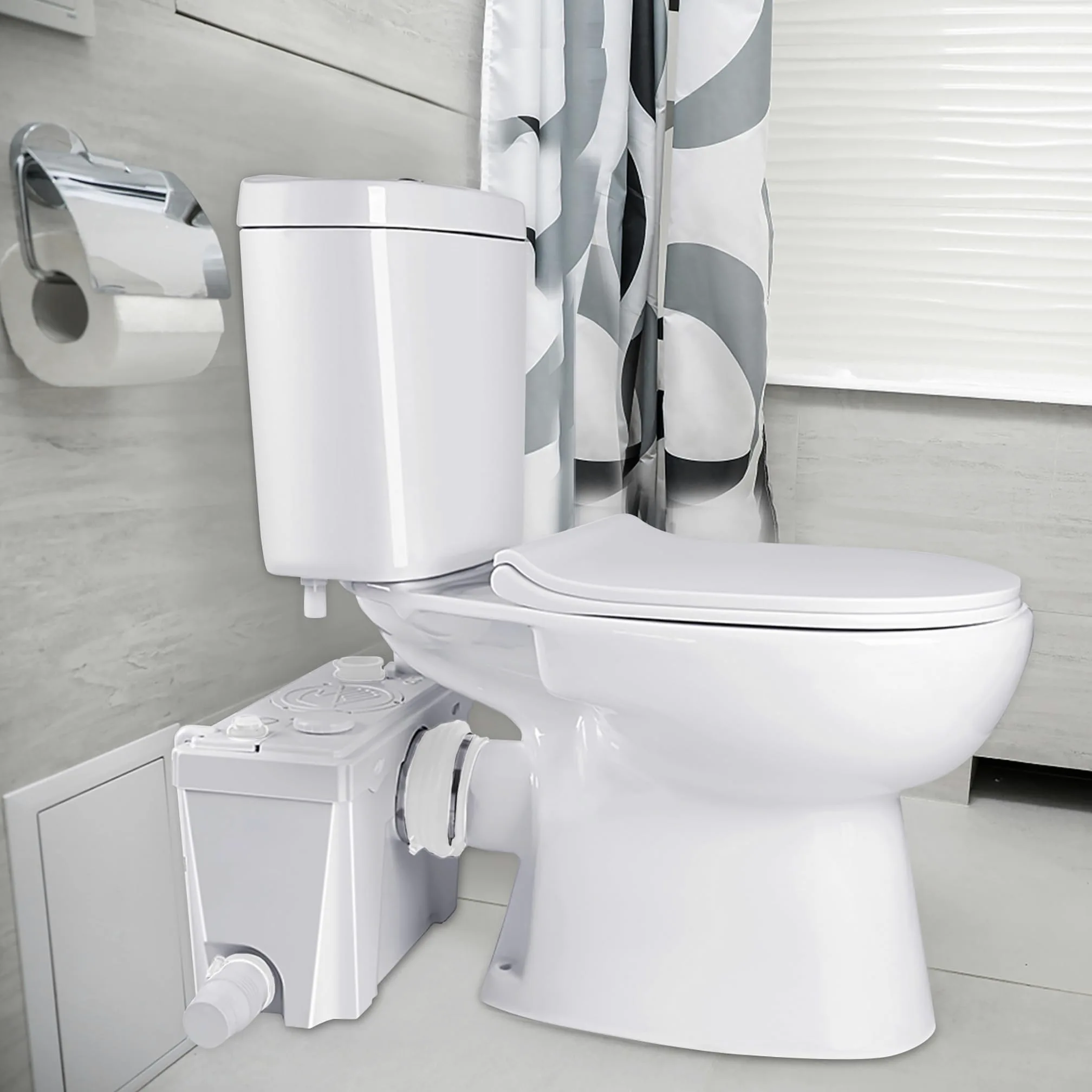 UISEBRT Impianto di sollevamento per acqua nere, pompa acque reflue, 700 W, uso domestico con filtro a carbone e lame in acciaio inox, pompe WC, doccia, cucina lavastoviglie